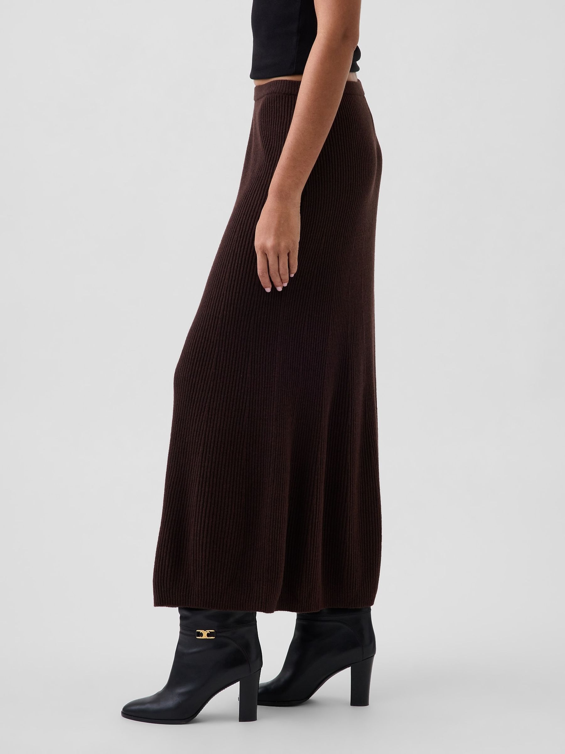 Brown CashSoft Rib Knitted Maxi Skirt - Image 3 of 4