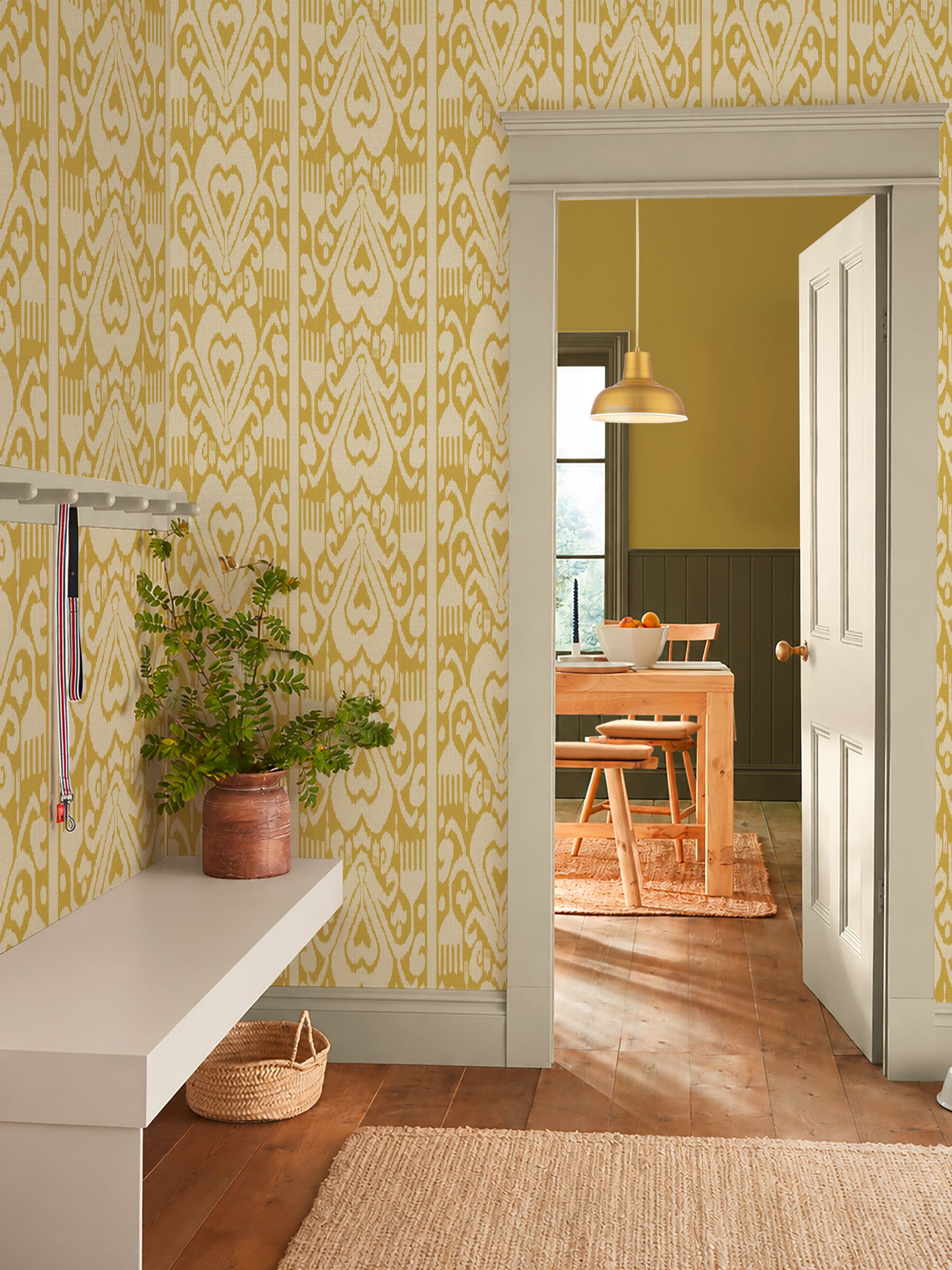 Yellow Artisanal Ikat A4 Wallpaper Sample - Image 1 of 4