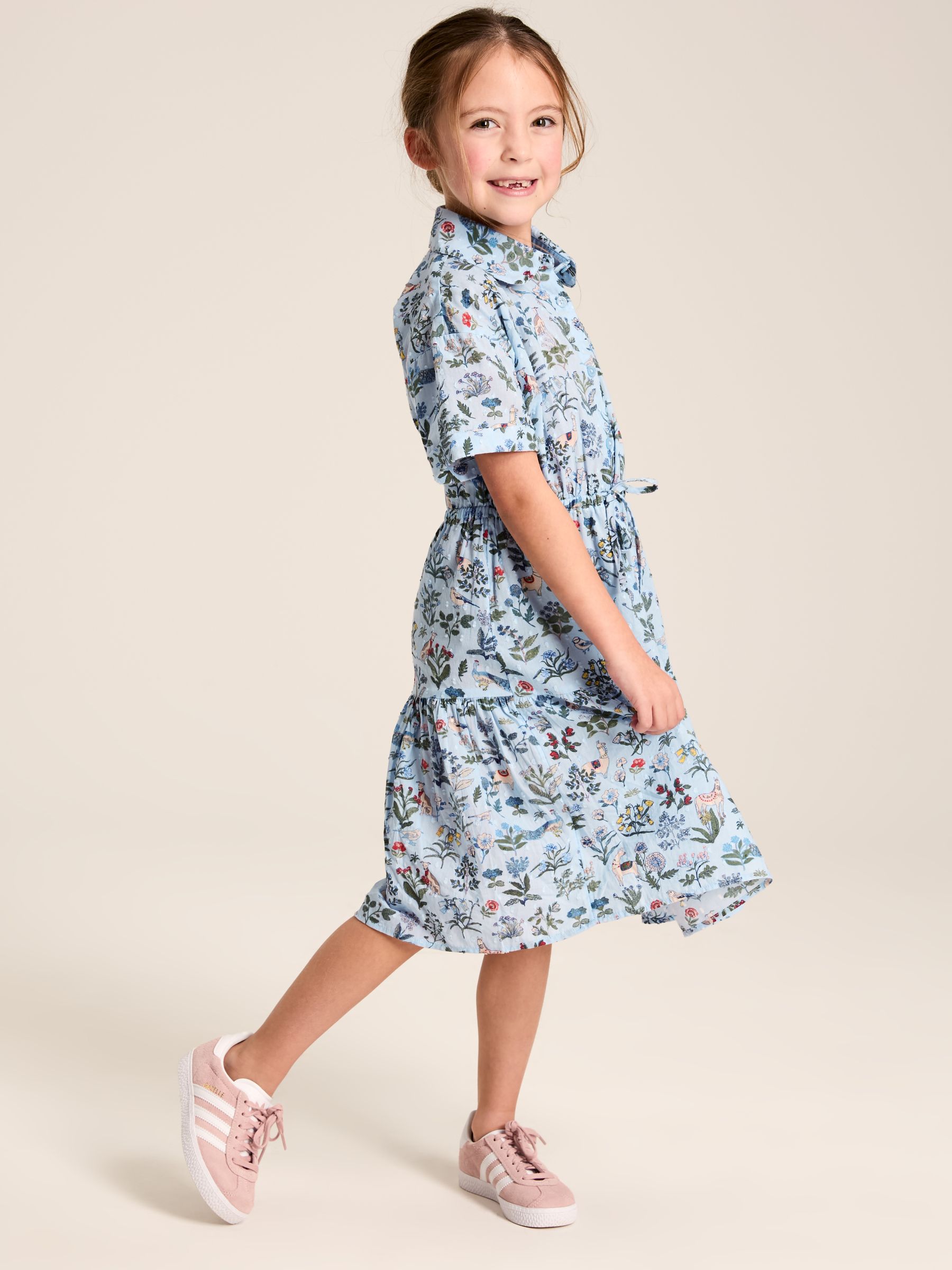 Girls' Summer Blue Textured Shirt Dress - Image 1 of 6