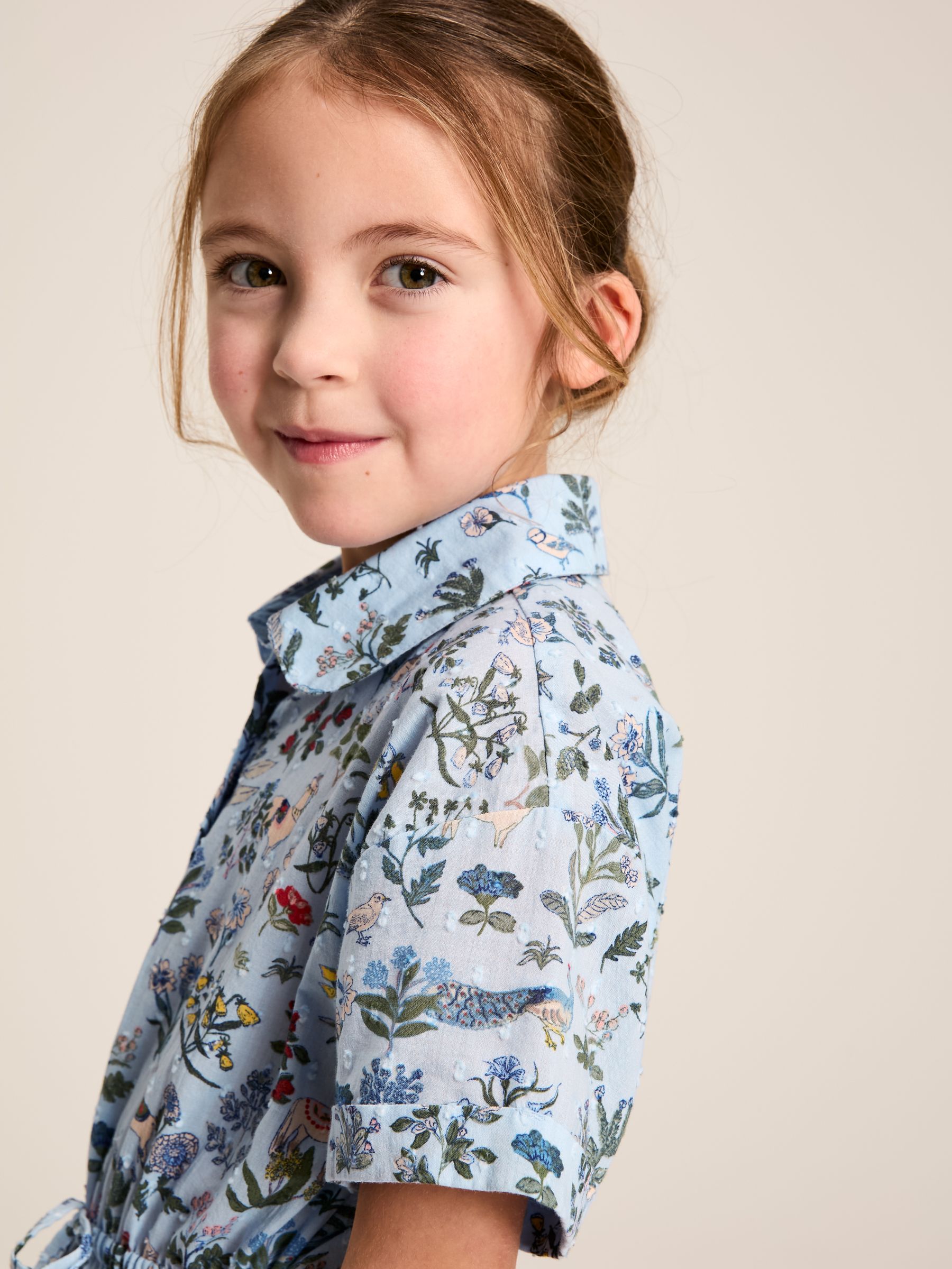 Girls' Summer Blue Textured Shirt Dress - Image 2 of 6