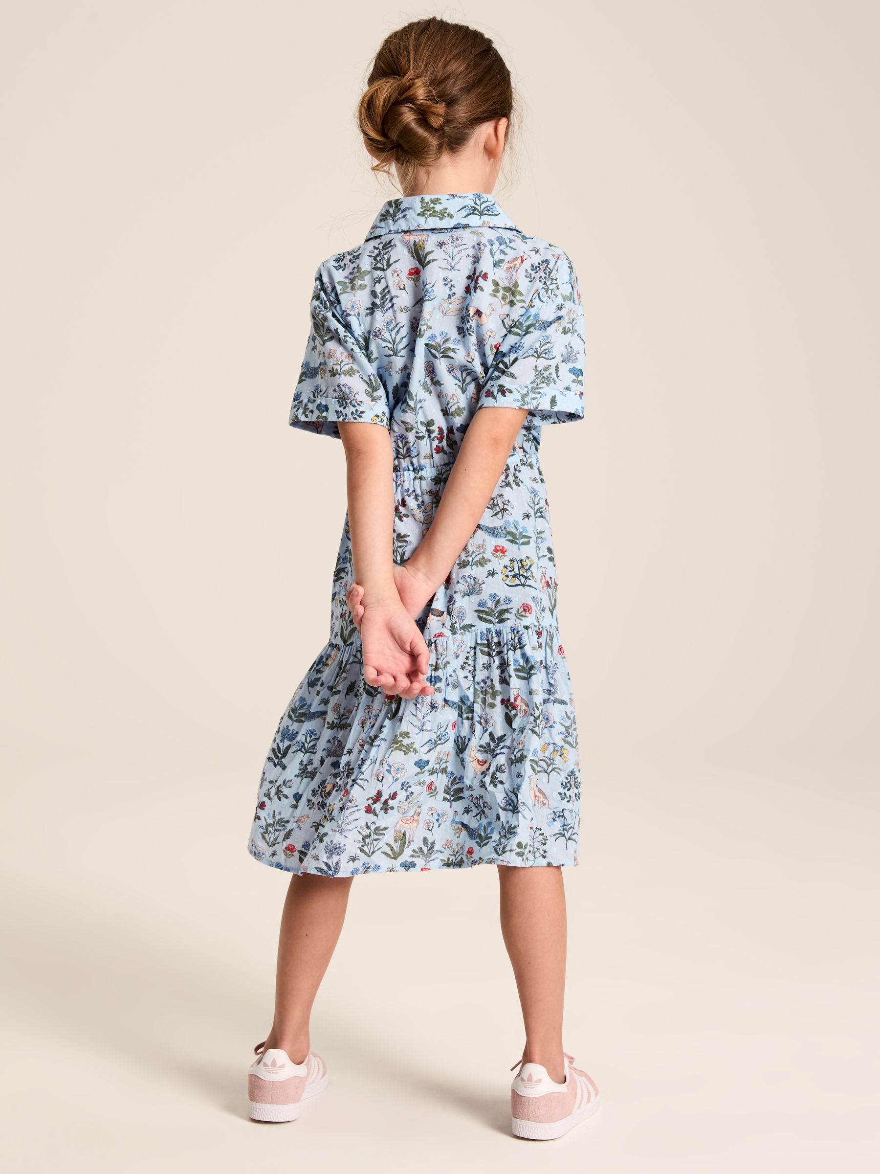 Girls' Summer Blue Textured Shirt Dress - Image 3 of 6