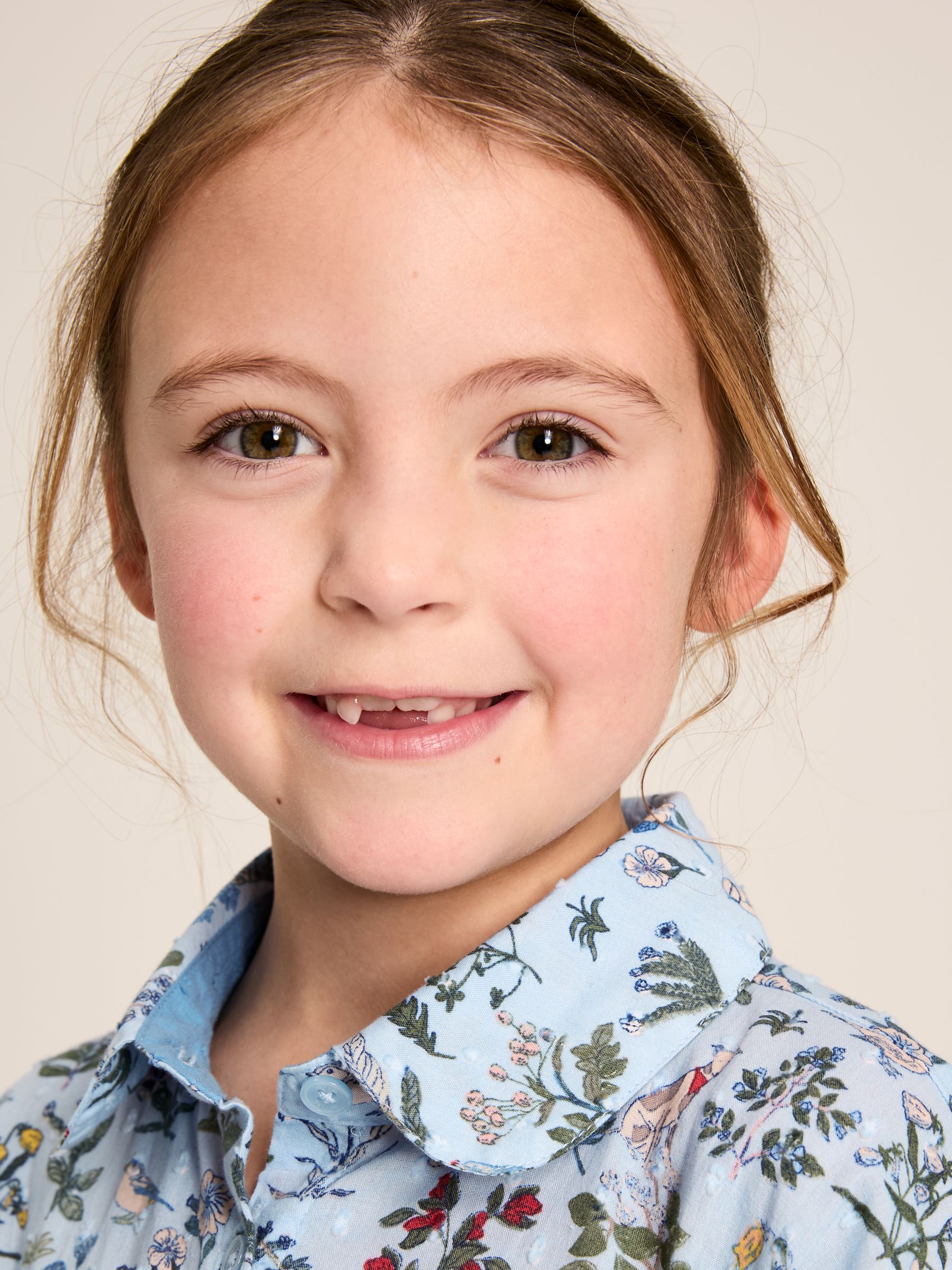 Girls' Summer Blue Textured Shirt Dress - Image 6 of 6