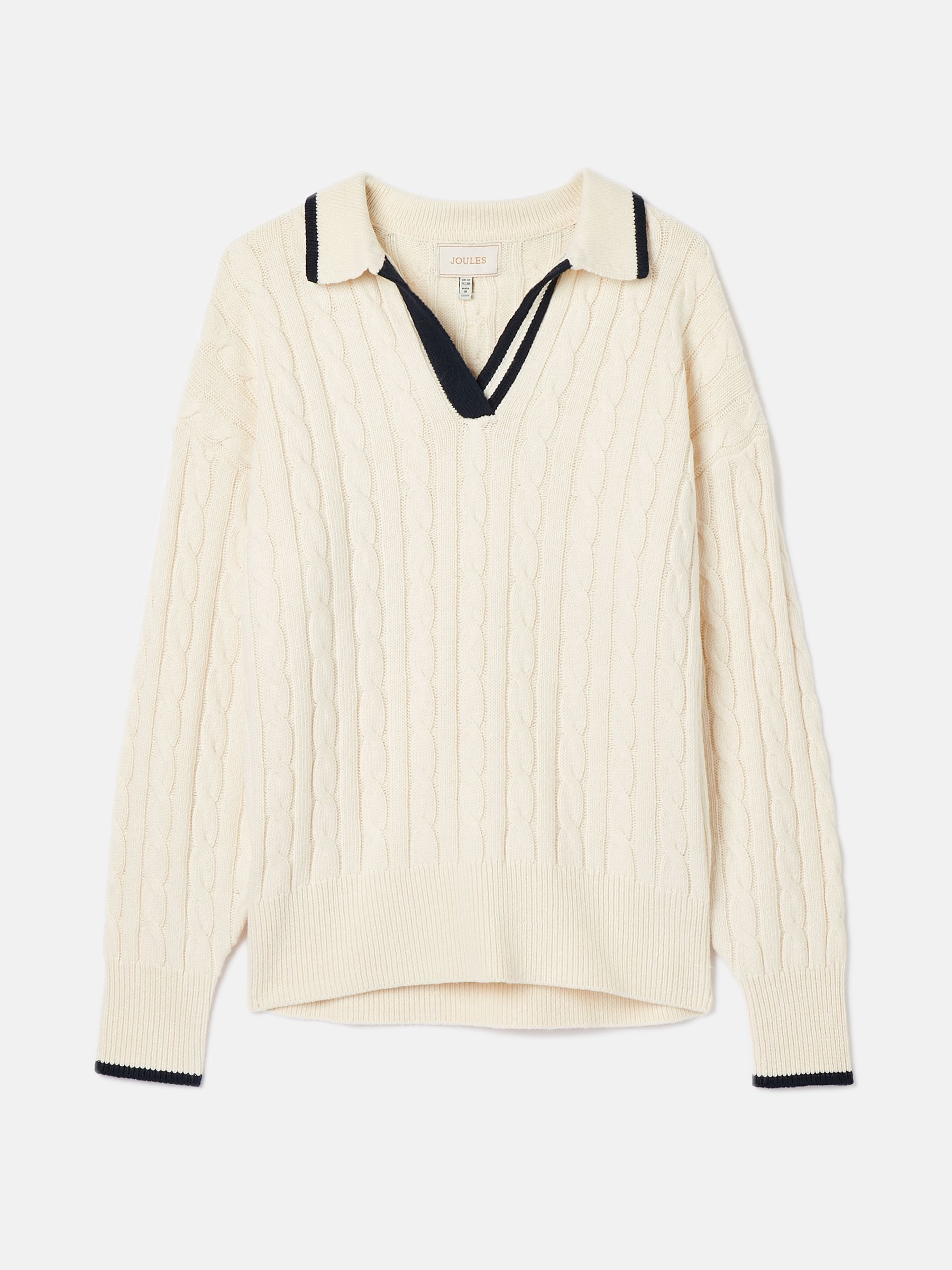 Vanessa Cream/Navy Cable Knit Cricket Jumper - Image 6 of 6