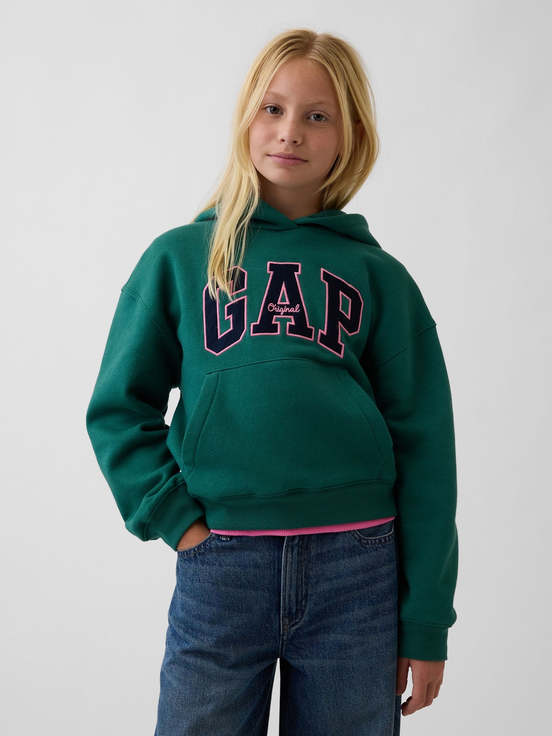 Green & Pink Vintage Soft Relaxed Hoodie - Image 1 of 5