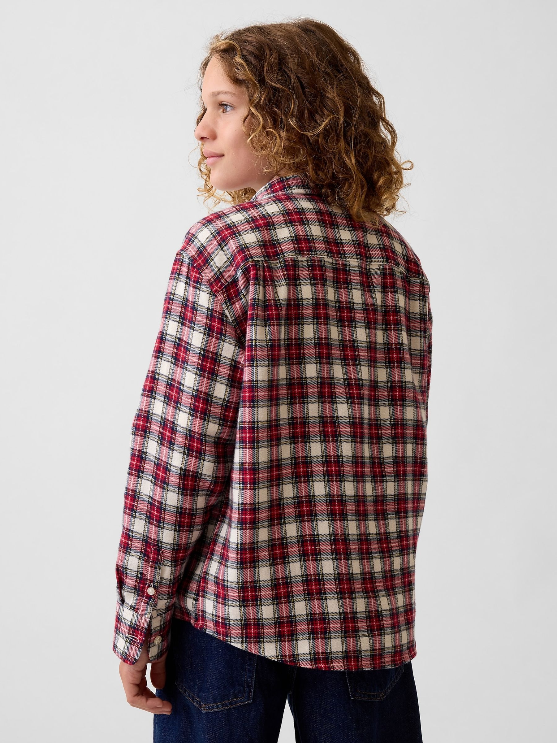 Red Check Relaxed Flannel Shirt - Image 2 of 5