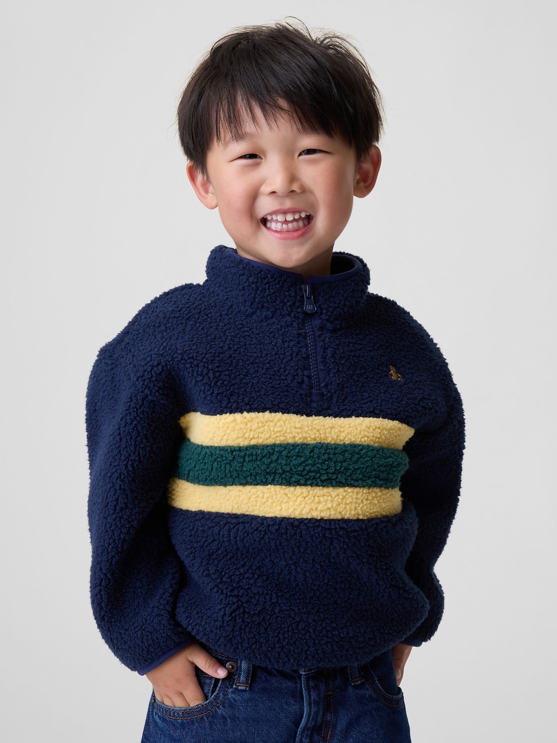 Navy Sherpa Quarter-Zip Fleece - Image 1 of 4 Navy Sherpa Quarter-Zip Fleece - Image 1 of 4