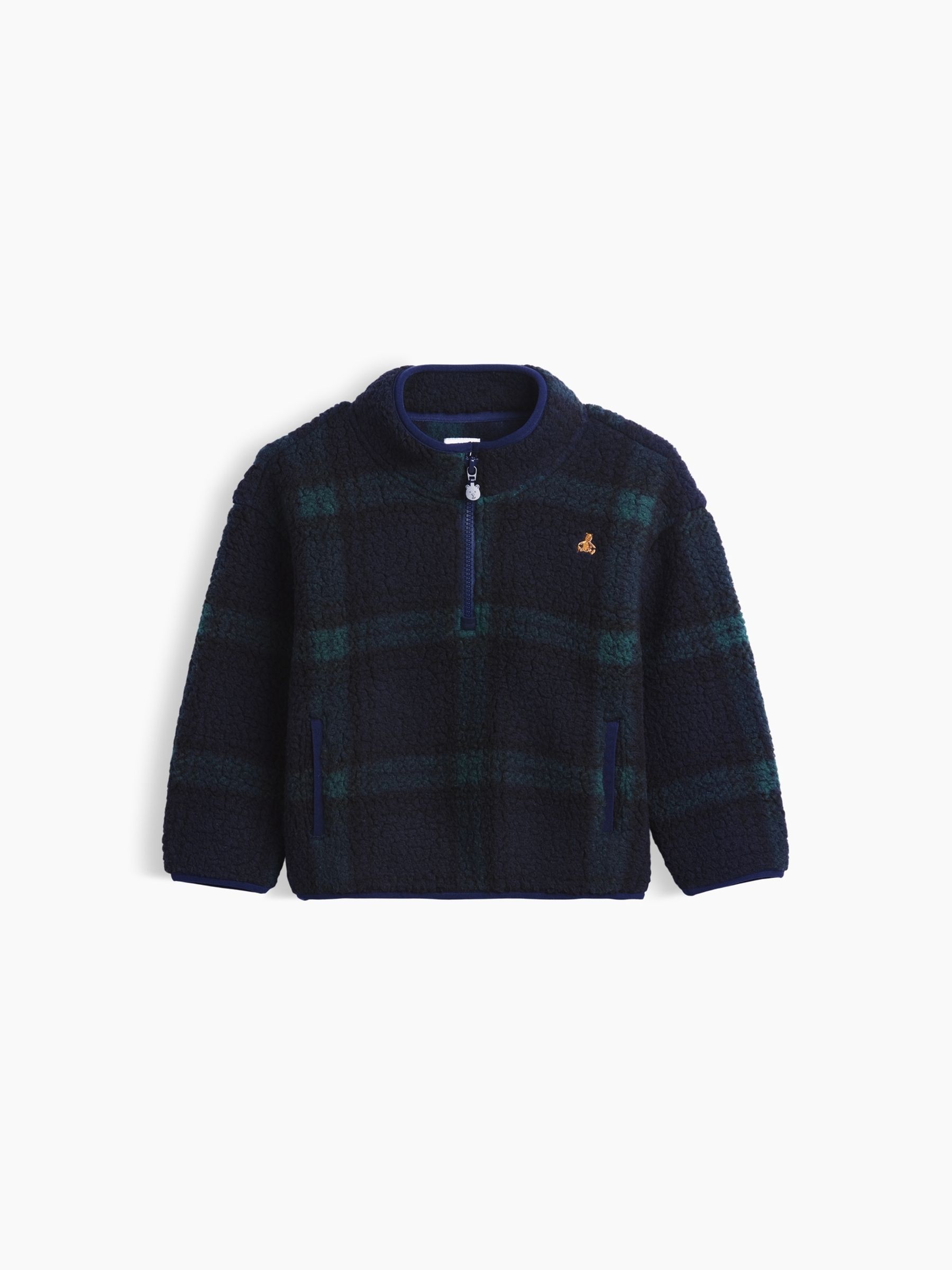 Black Plaid Sherpa Quarter-Zip Fleece - Image 2 of 4 Black Plaid Sherpa Quarter-Zip Fleece - Image 2 of 4