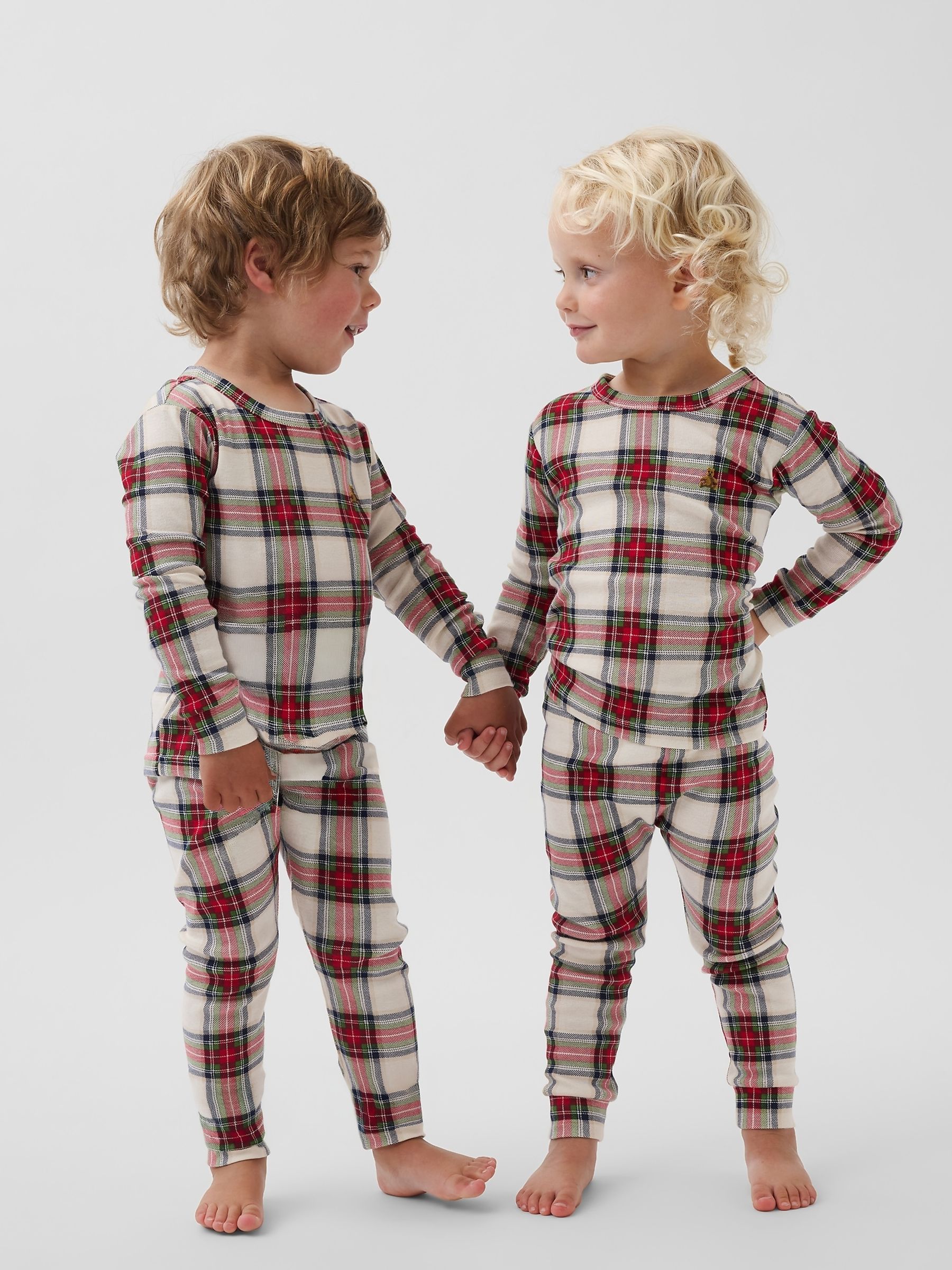 Red & Cream Check Brushed Cotton Check Pyjamas Set - Image 1 of 5