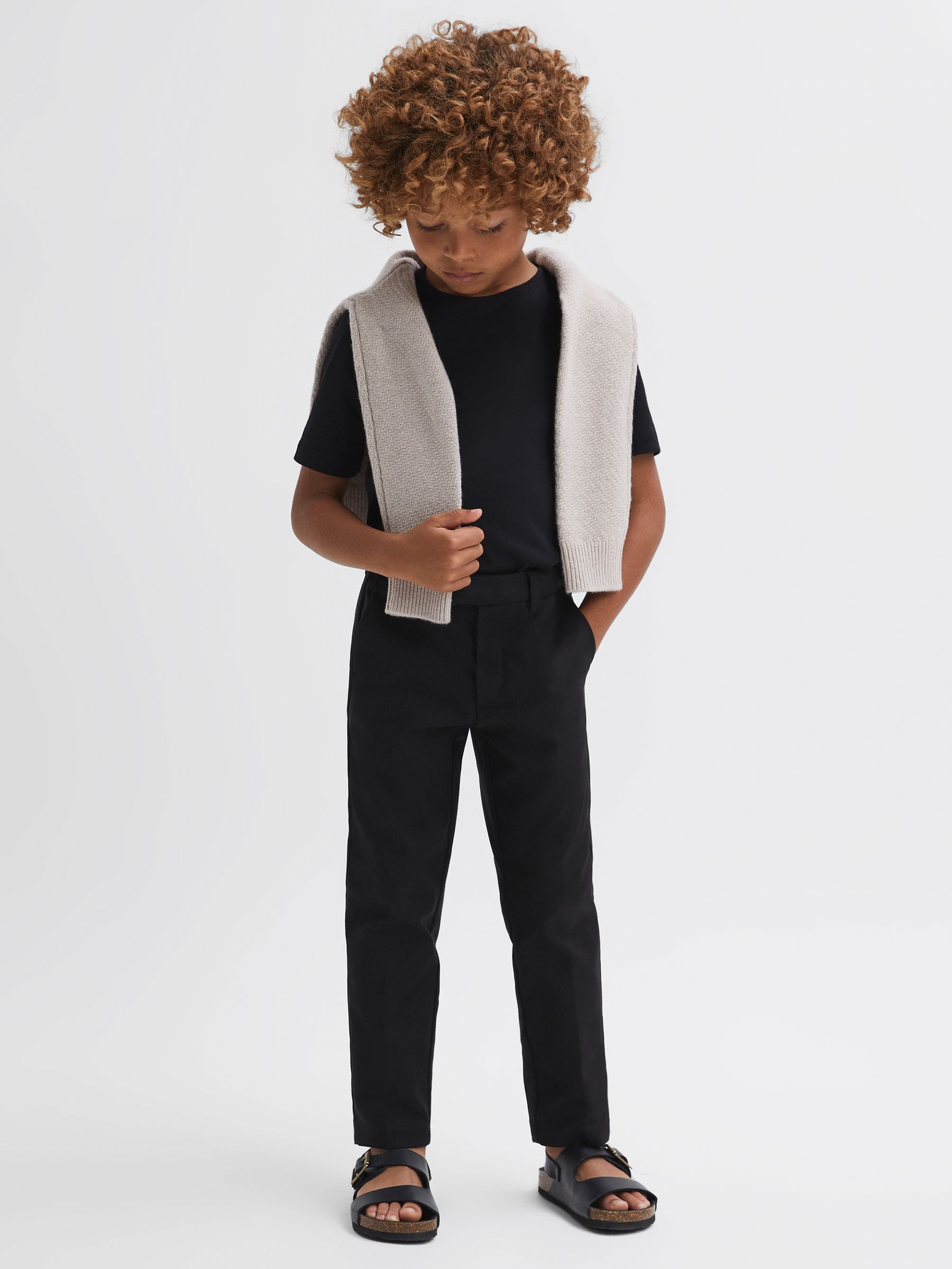 Junior Slim Fit Tapered Chinos in Black - Image 1 of 6