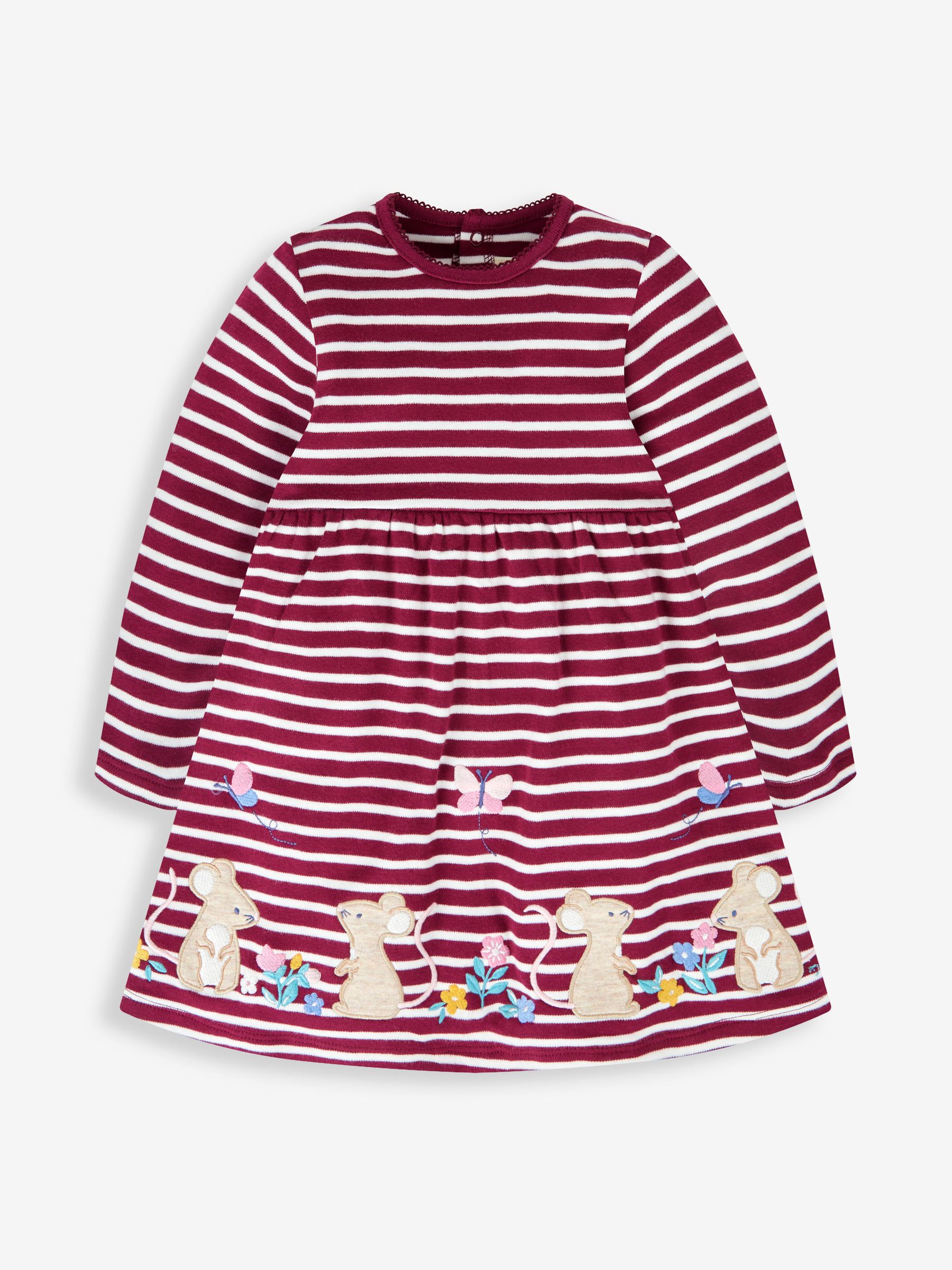 Berry Pink Mouse Girls' Stripe Appliqué Dress - Image 1 of 3