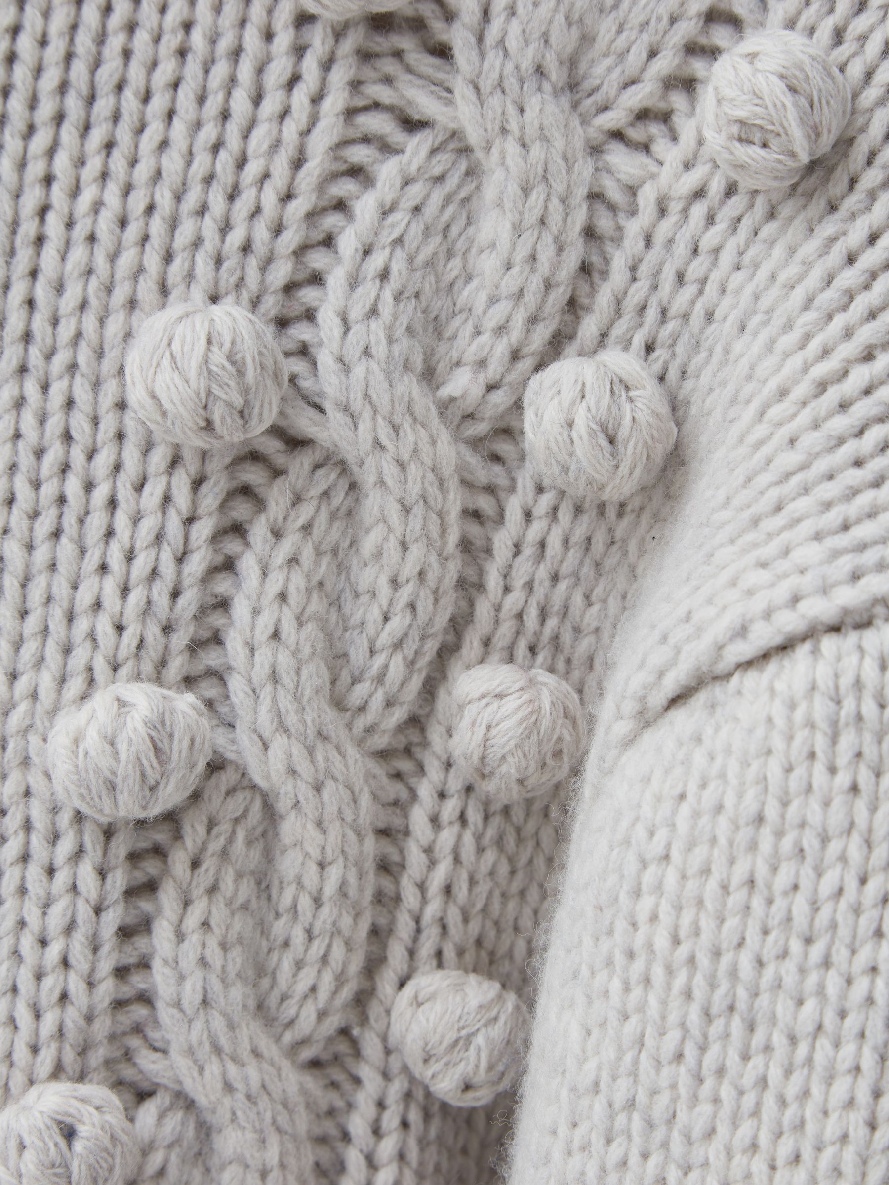 Joslin Wool Pom Pom Funnel Neck Jumper in Pearl Marle - Image 5 of 5