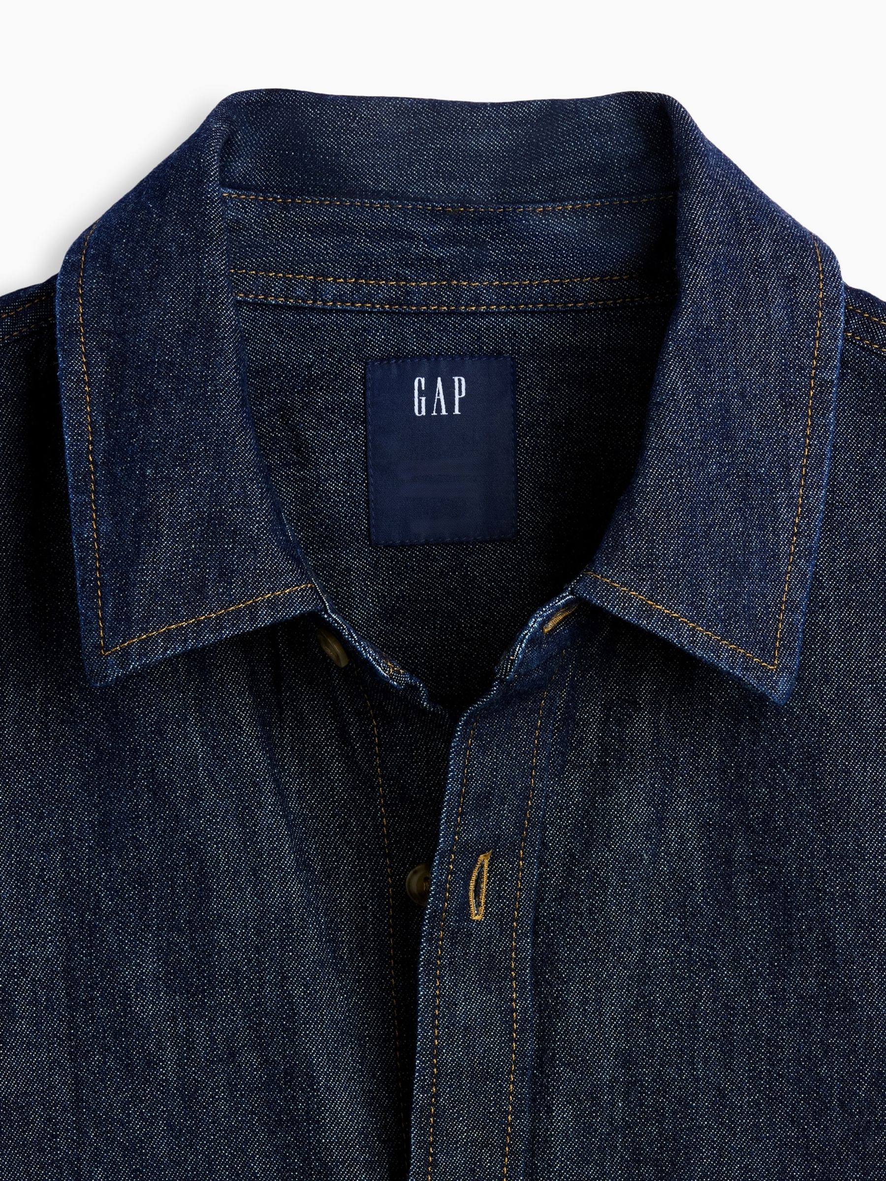 Dark Wash Denim Relaxed Straight-Hem Shirt - Image 4 of 4