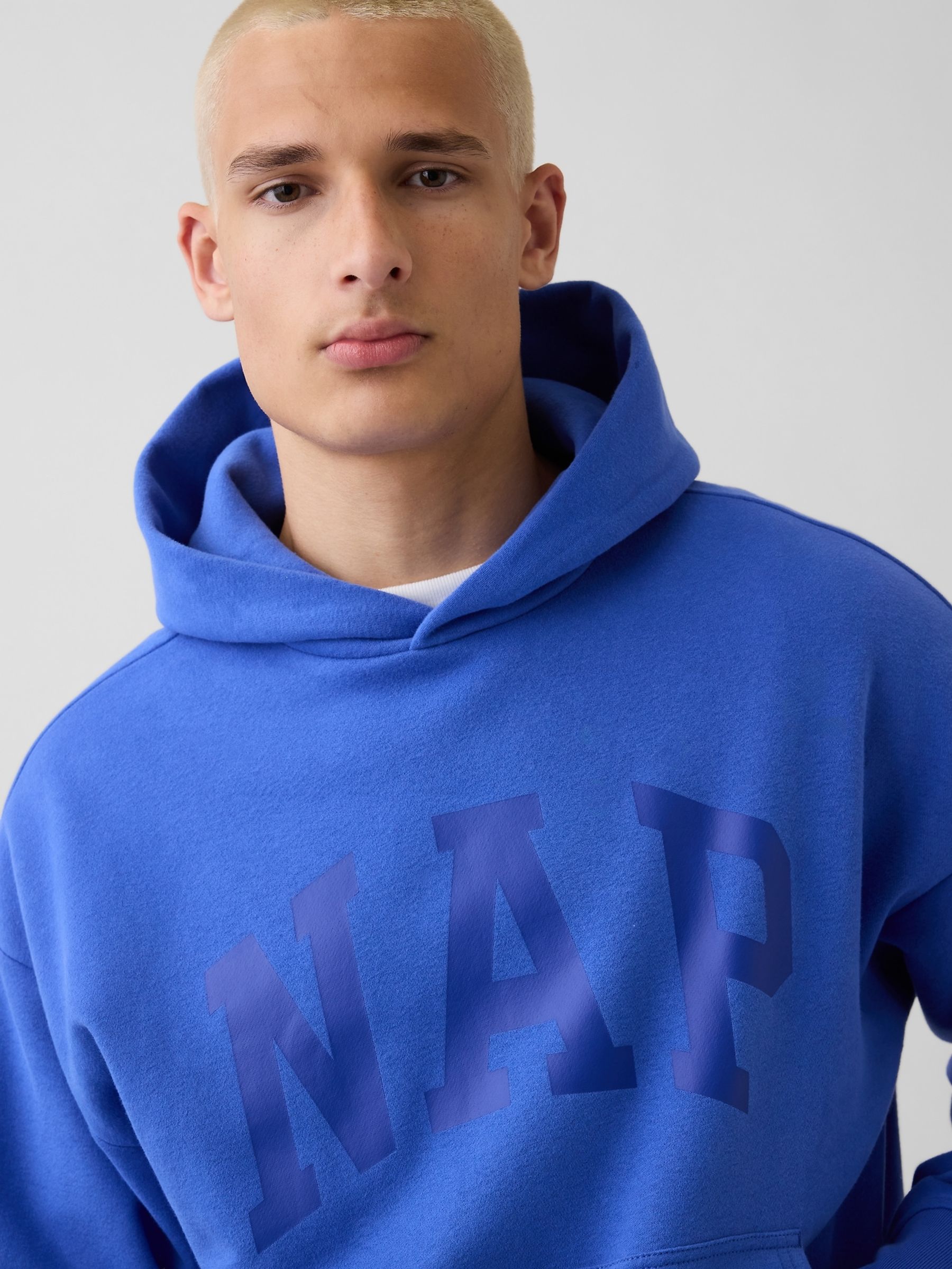 Bright Blue Vintage Soft NAP Logo Hoodie - Image 4 of 5