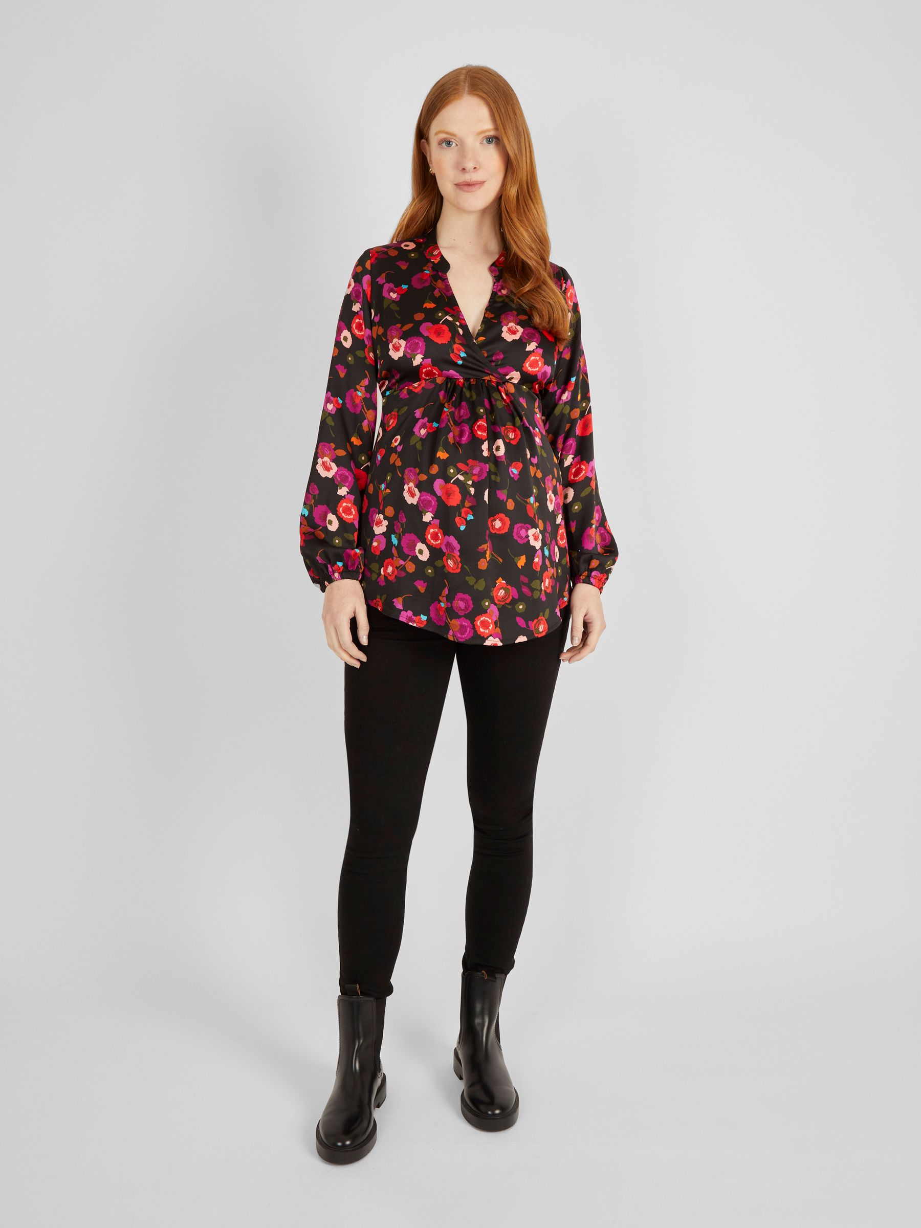 Black Floral Maternity Blouse - Image 3 of 4