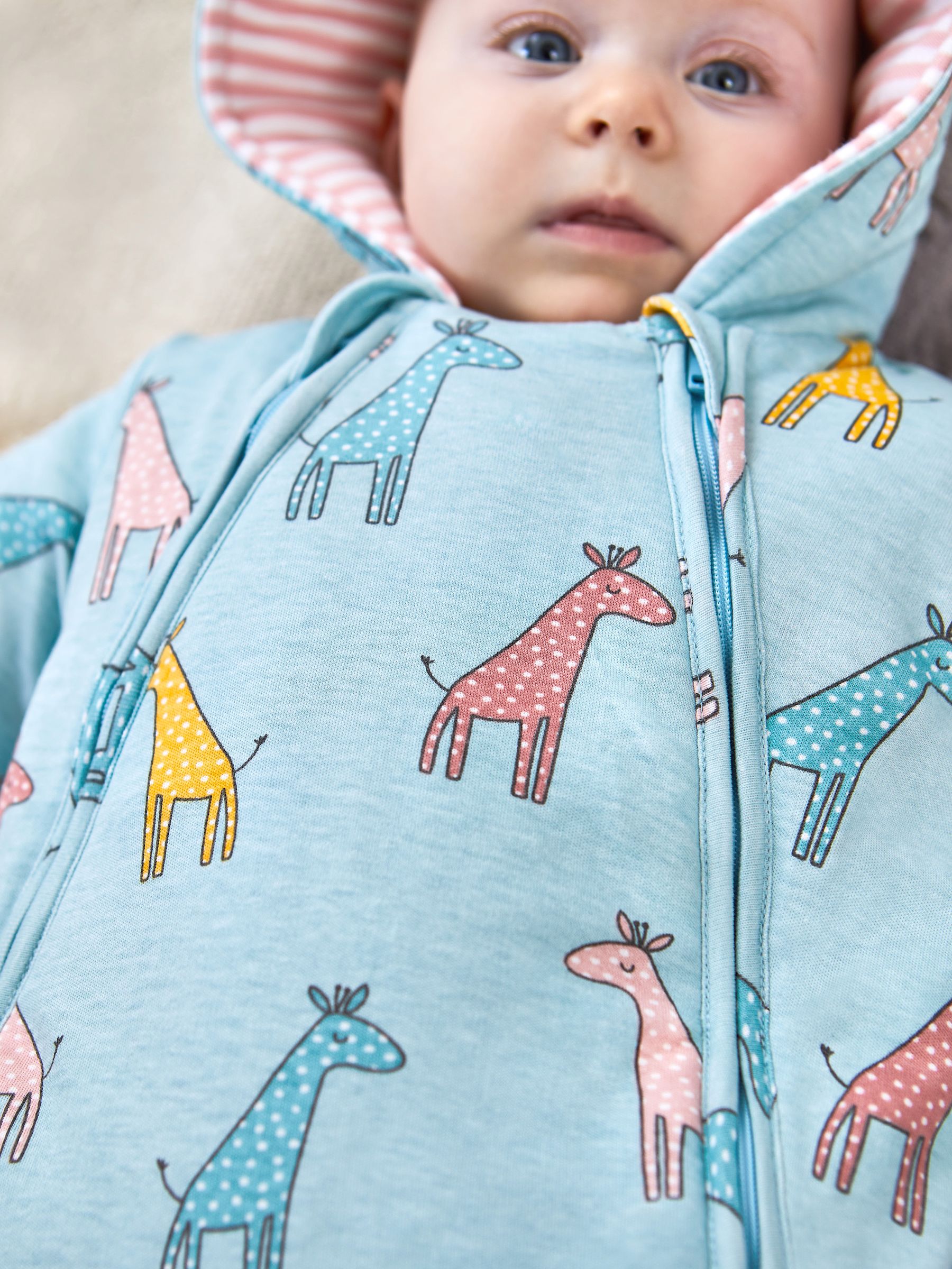 Duck Egg Giraffe Print Pramsuit - Image 2 of 5