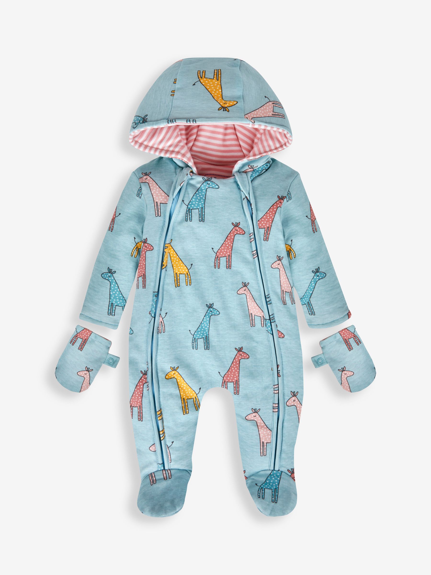 Duck Egg Giraffe Print Pramsuit - Image 3 of 5