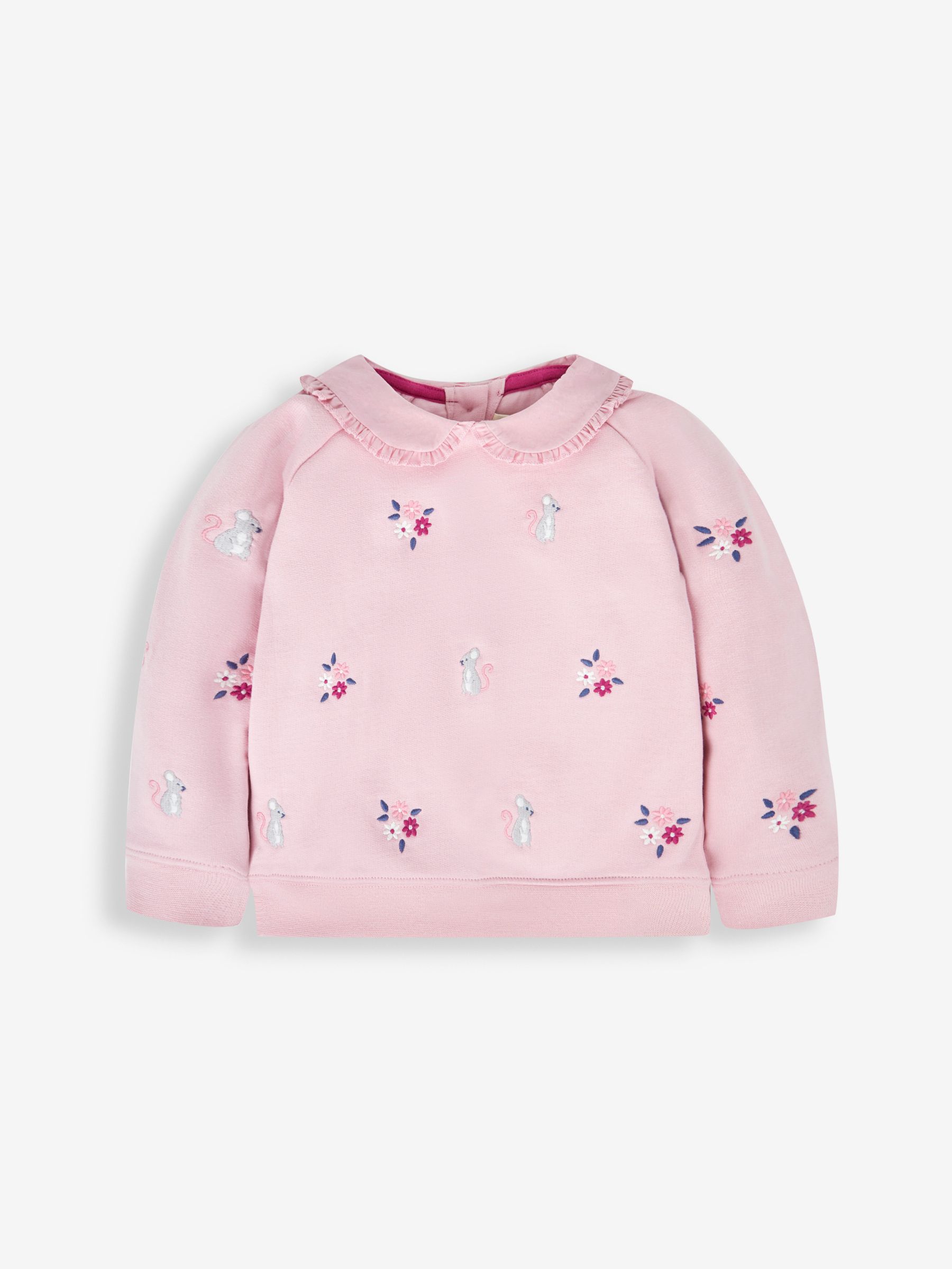 Pink Mouse Embroidered Jersey Sweatshirt With Collar - Image 1 of 3