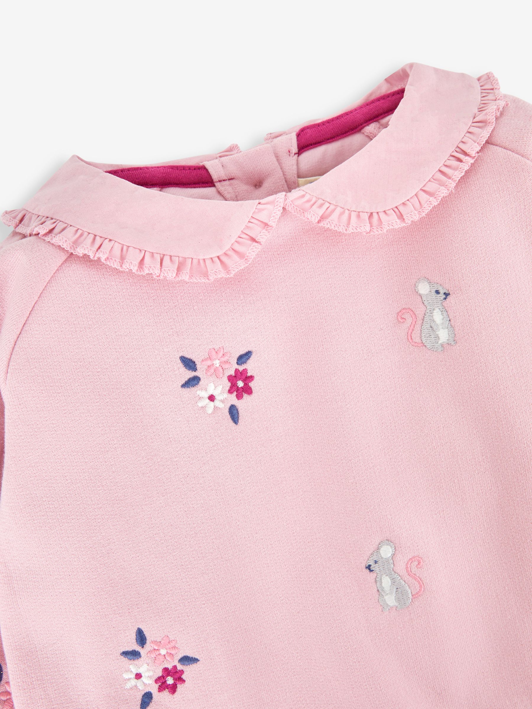 Pink Mouse Embroidered Jersey Sweatshirt With Collar - Image 2 of 3