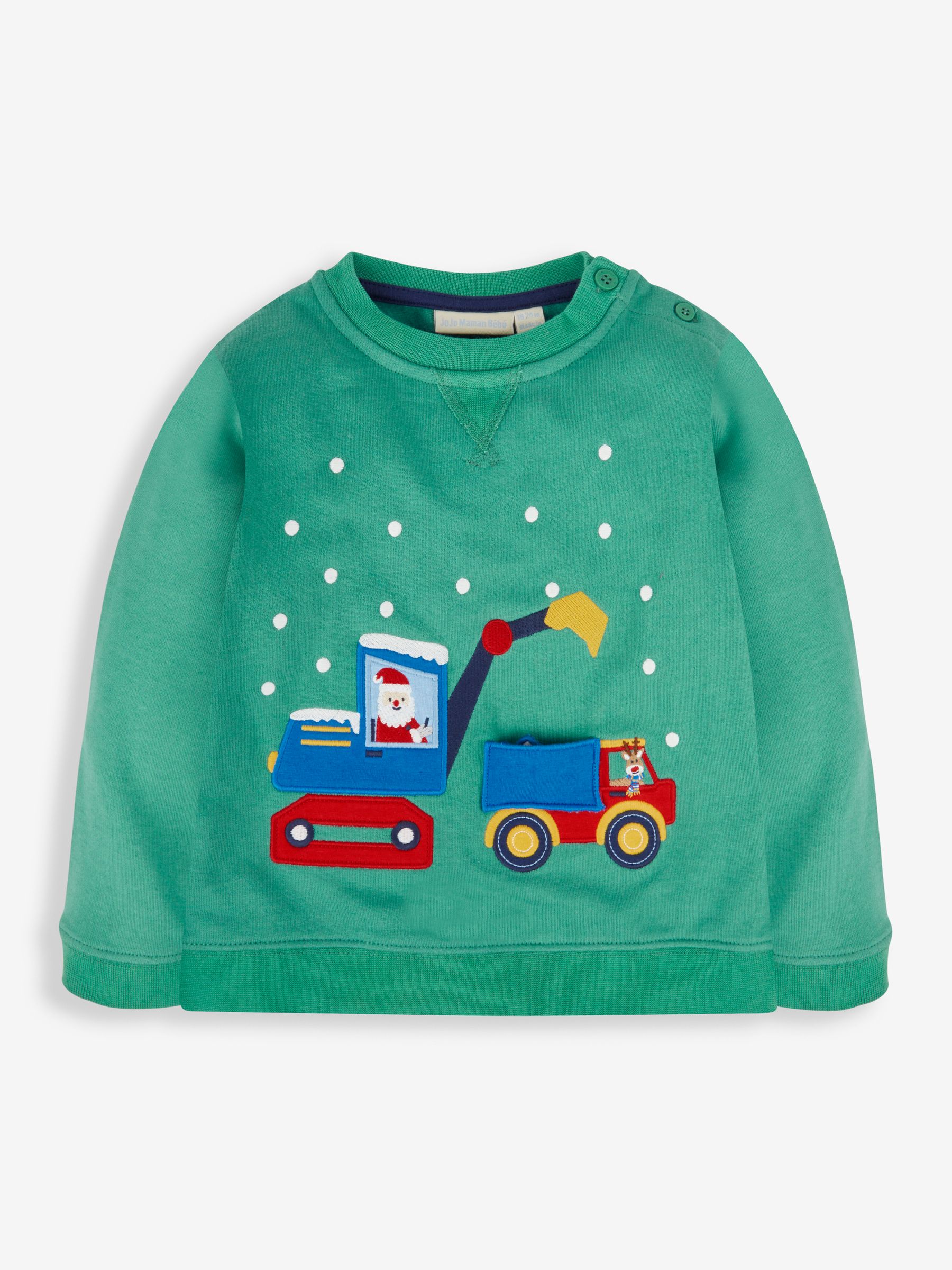 Green Santa in a Digger Appliqué Sweatshirt - Image 1 of 4