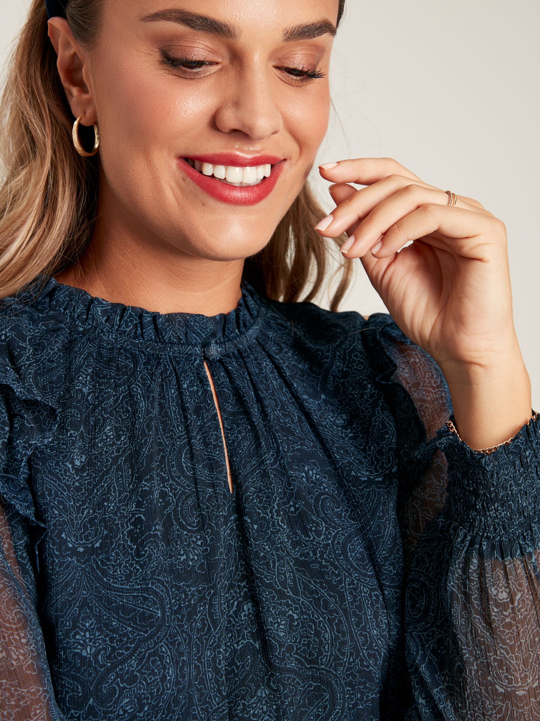 Lumi Navy Balloon Sleeve Dress - Image 6 of 7