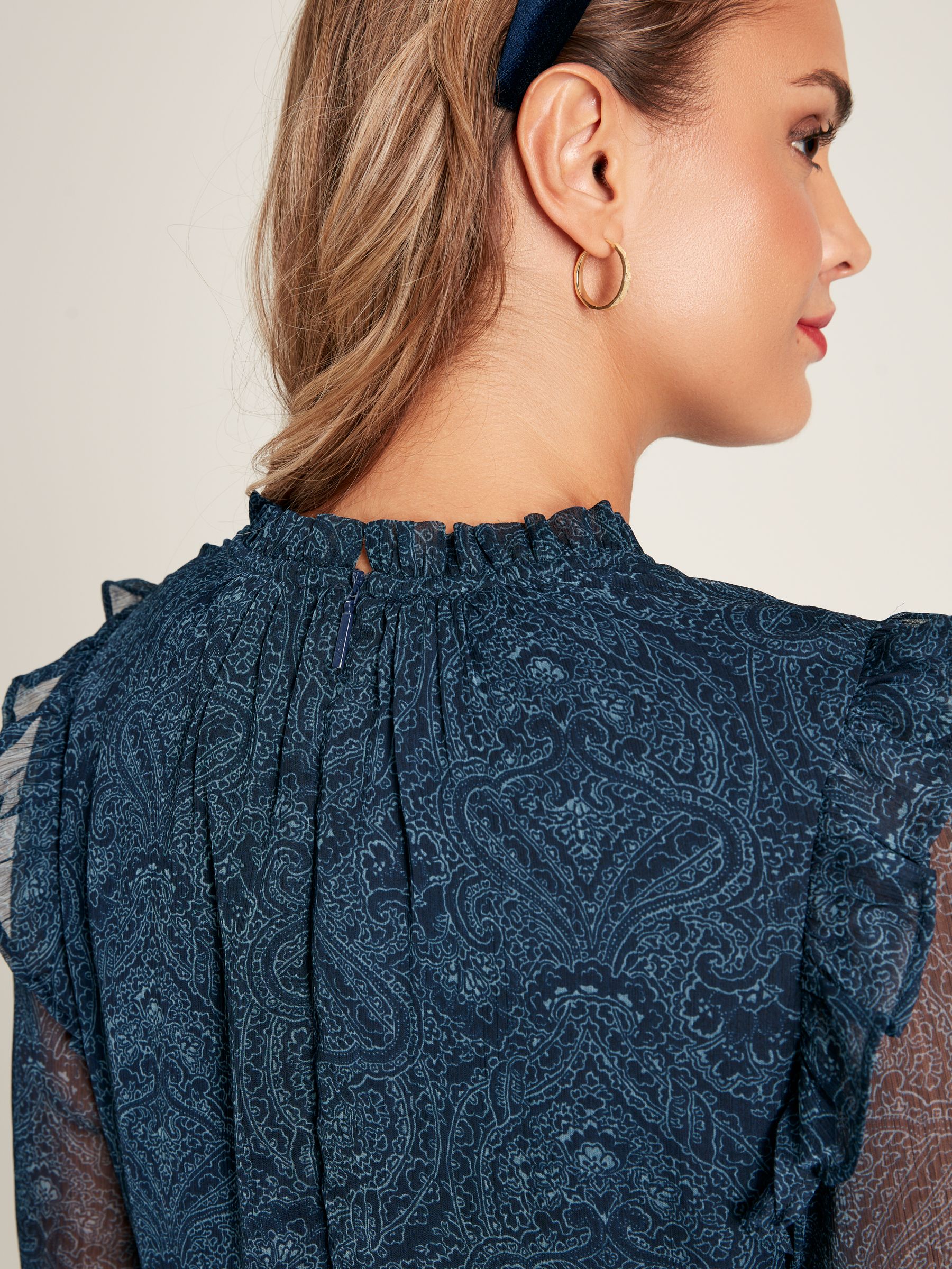 Lumi Navy Balloon Sleeve Dress - Image 7 of 7