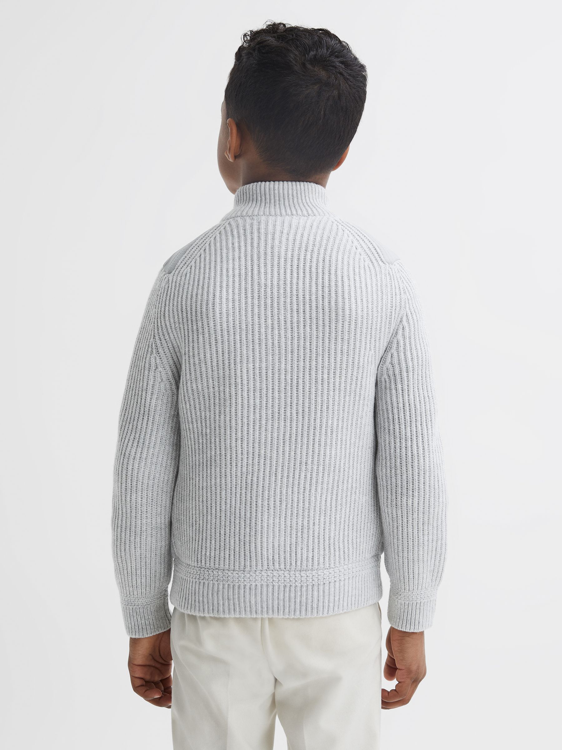 9-14 yrs Hybrid Zip Through Quilted Jacket in Soft Grey Melange - Image 5 of 8