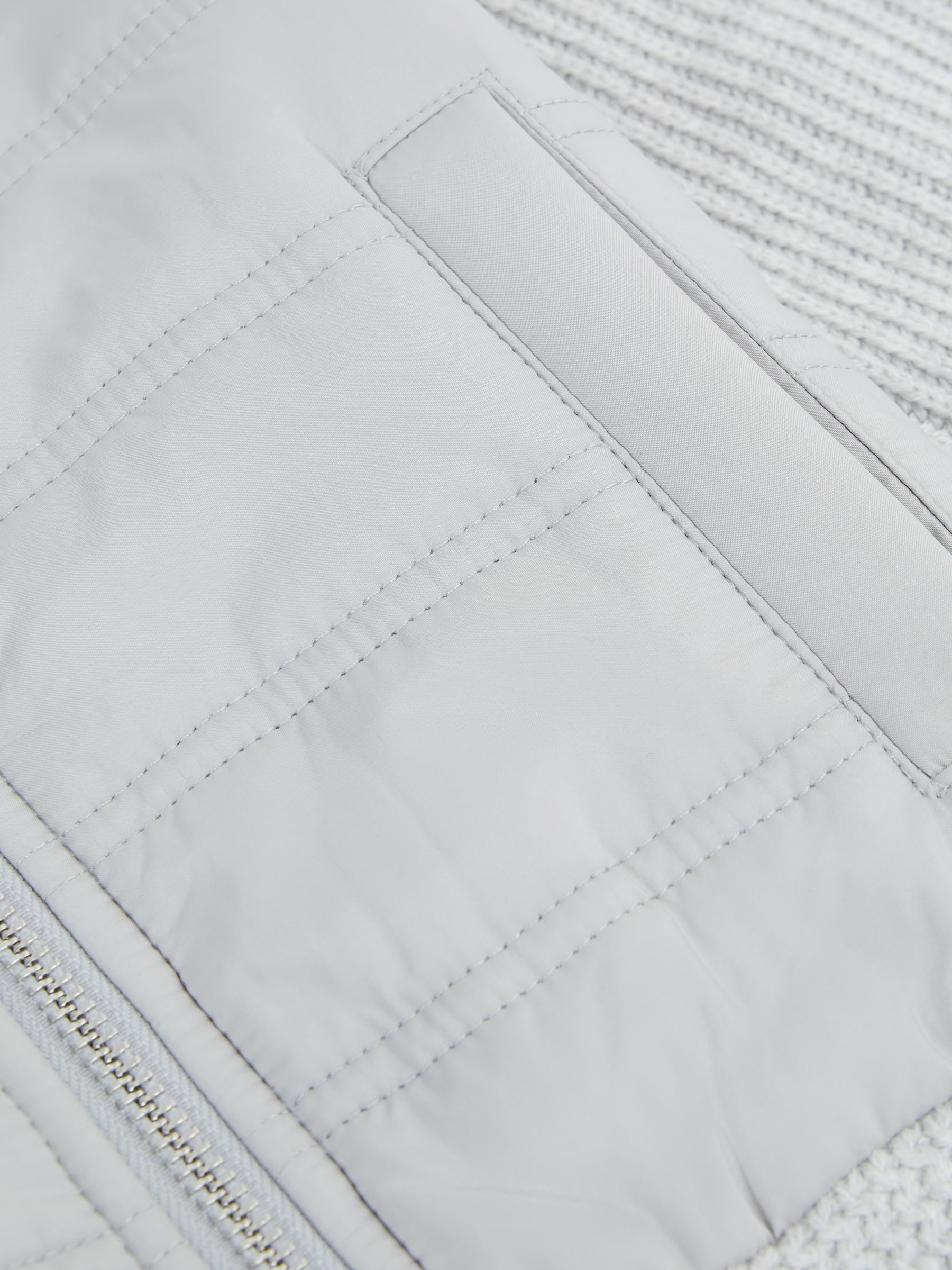 9-14 yrs Hybrid Zip Through Quilted Jacket in Soft Grey Melange - Image 8 of 8