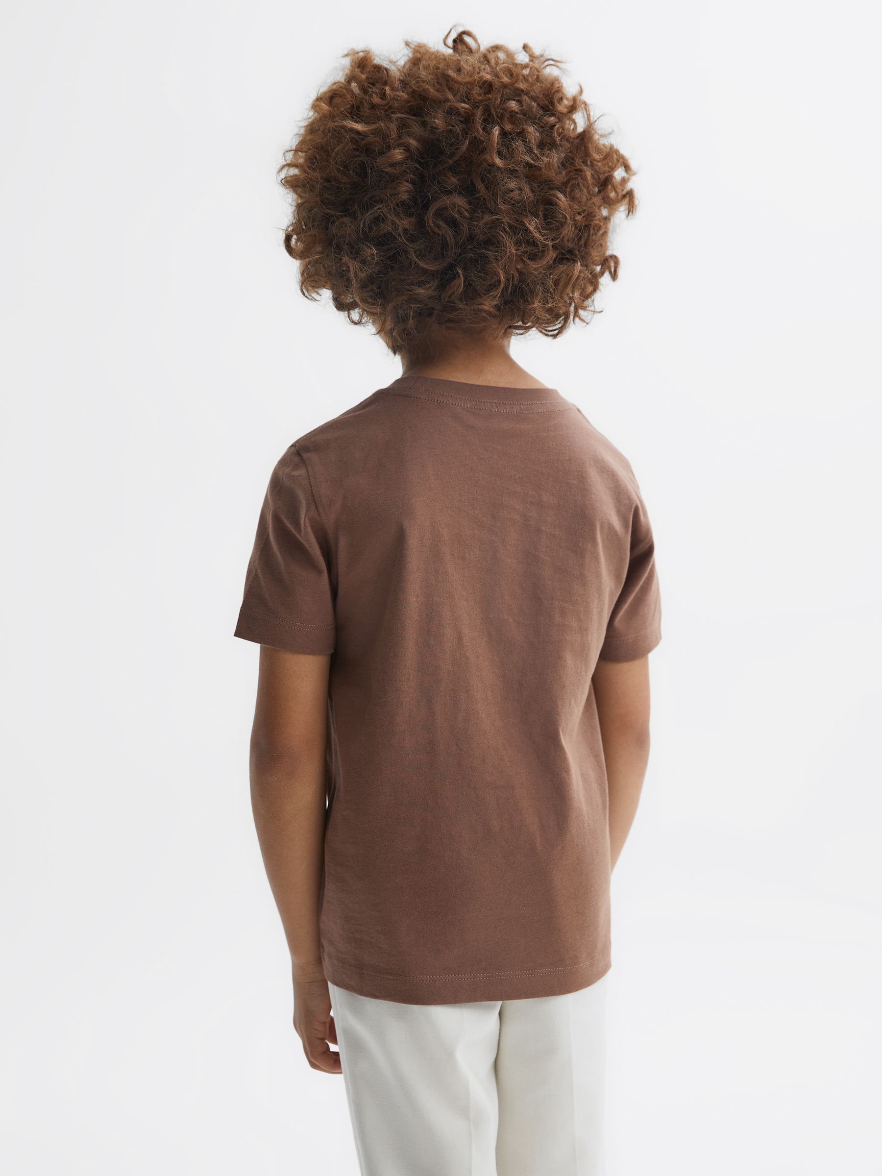 3-9 yrs Cotton Crew Neck T-Shirt in Tobacco - Image 5 of 7