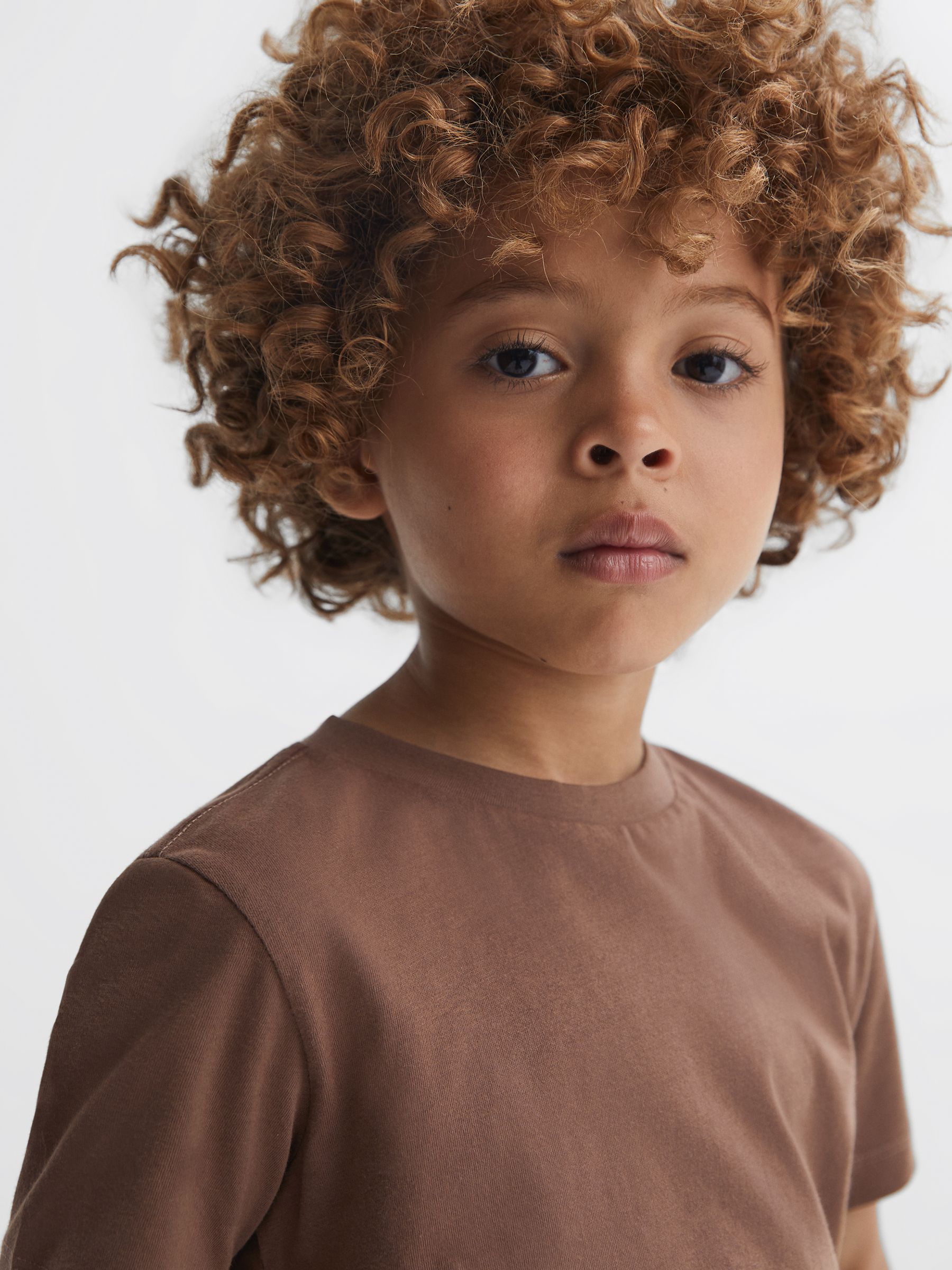 3-9 yrs Cotton Crew Neck T-Shirt in Tobacco - Image 6 of 7