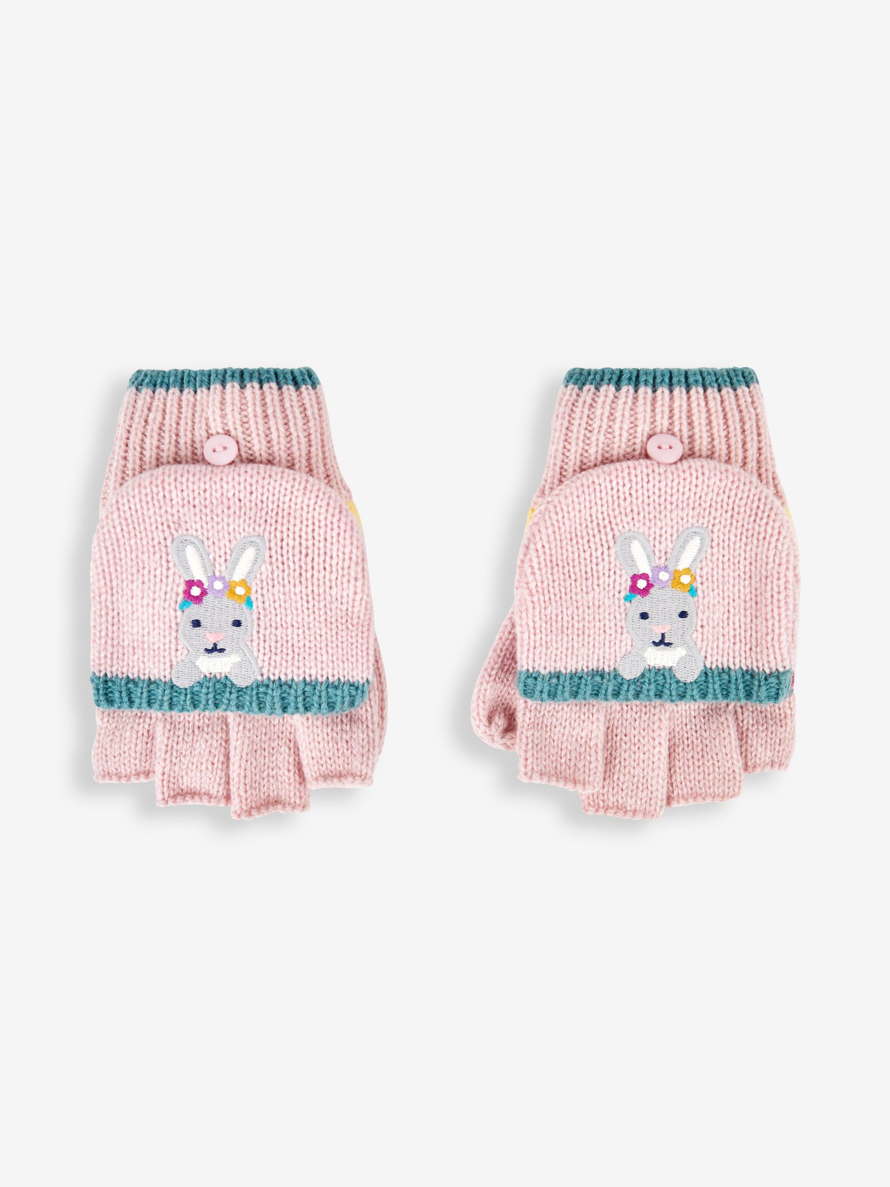 Pink Bunny Striped Gloves - Image 1 of 3
