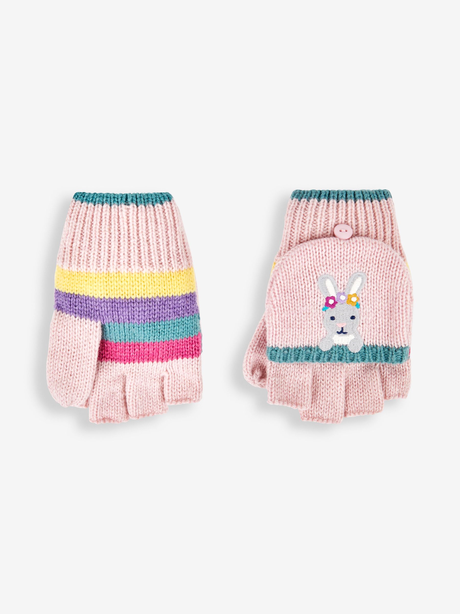 Pink Bunny Striped Gloves - Image 2 of 3