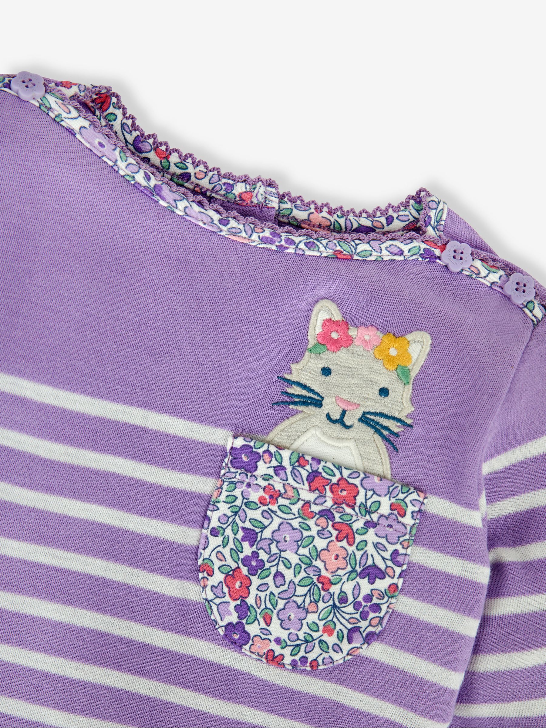 Lilac Girls' Cat Pocket Breton Top - Image 2 of 3