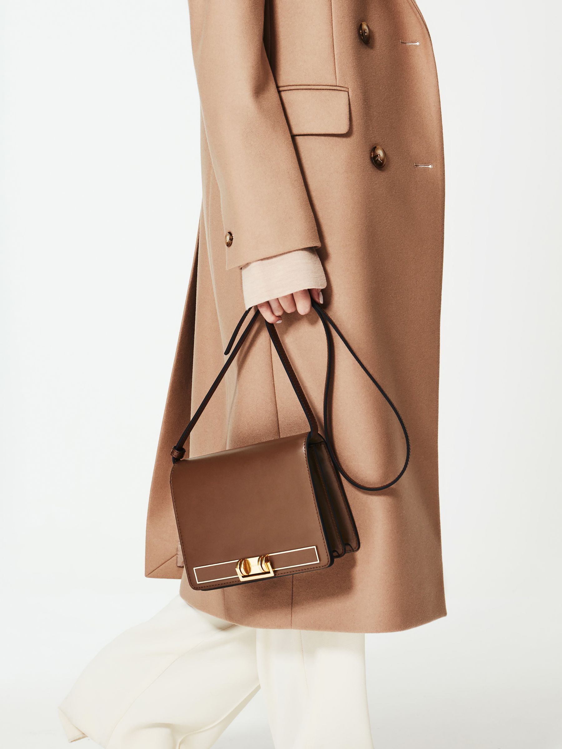 Suede Leather Shoulder Bag in Brown - Image 1 of 6