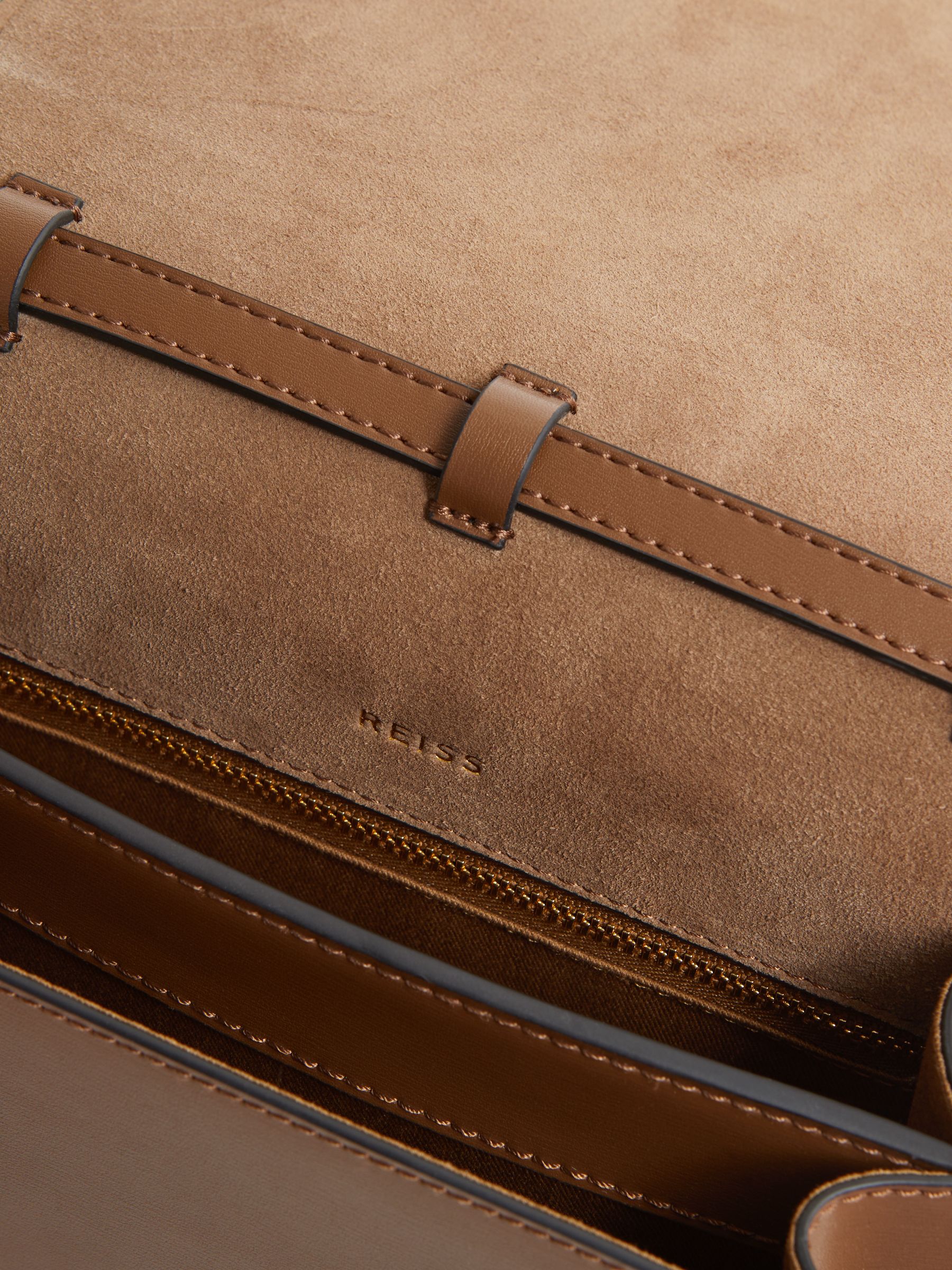 Suede Leather Shoulder Bag in Brown - Image 3 of 6