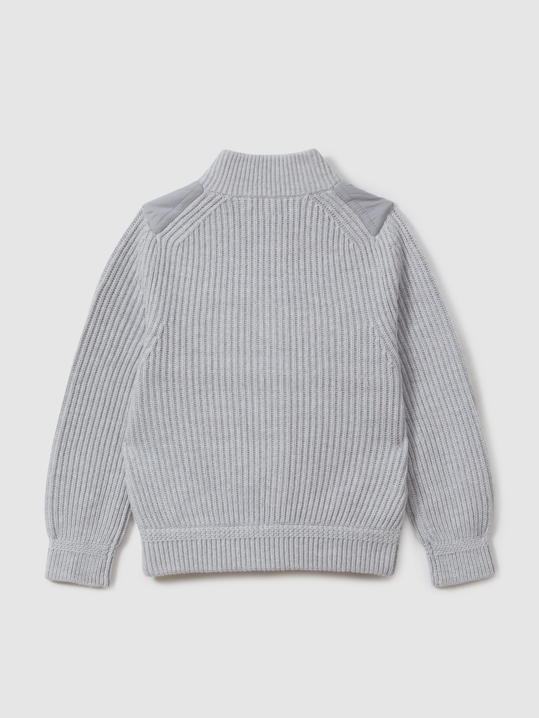 Hybrid Zip Through Quilted Jacket in Soft Grey Melange - Image 2 of 8