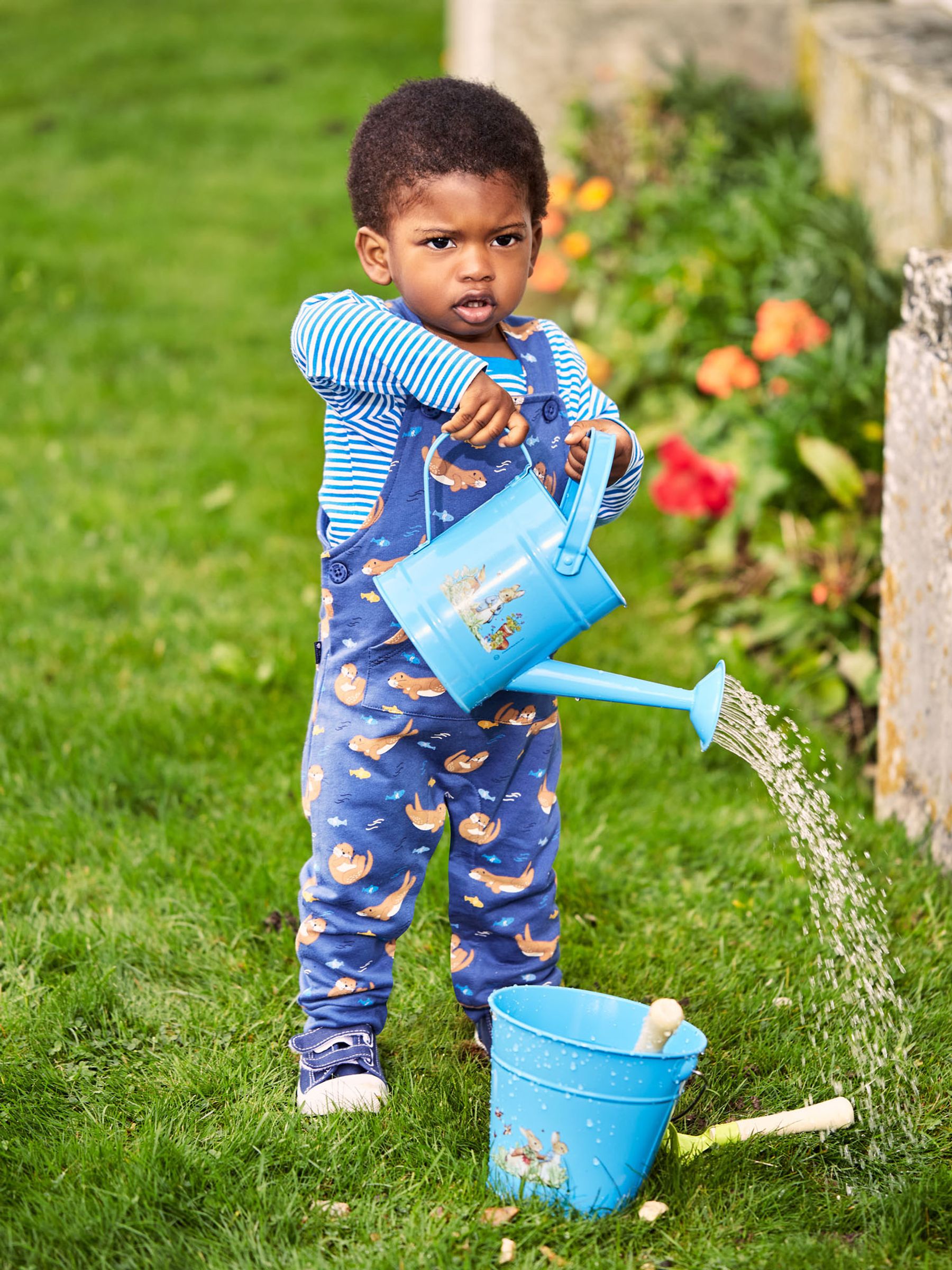 Indigo 2-Piece Indigo Otter Print Baby Dungarees Set - Image 2 of 6