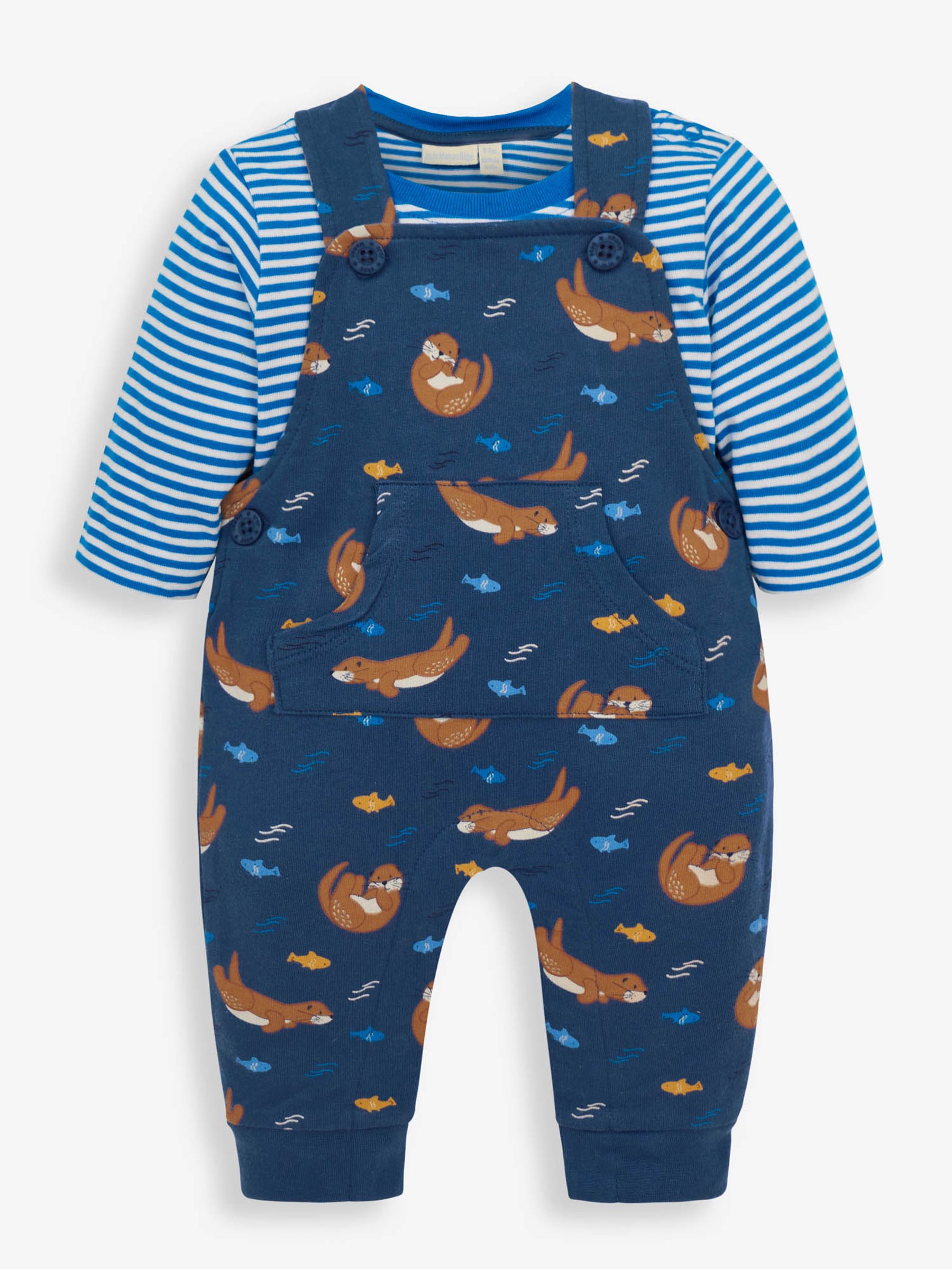 Indigo 2-Piece Indigo Otter Print Baby Dungarees Set - Image 4 of 6