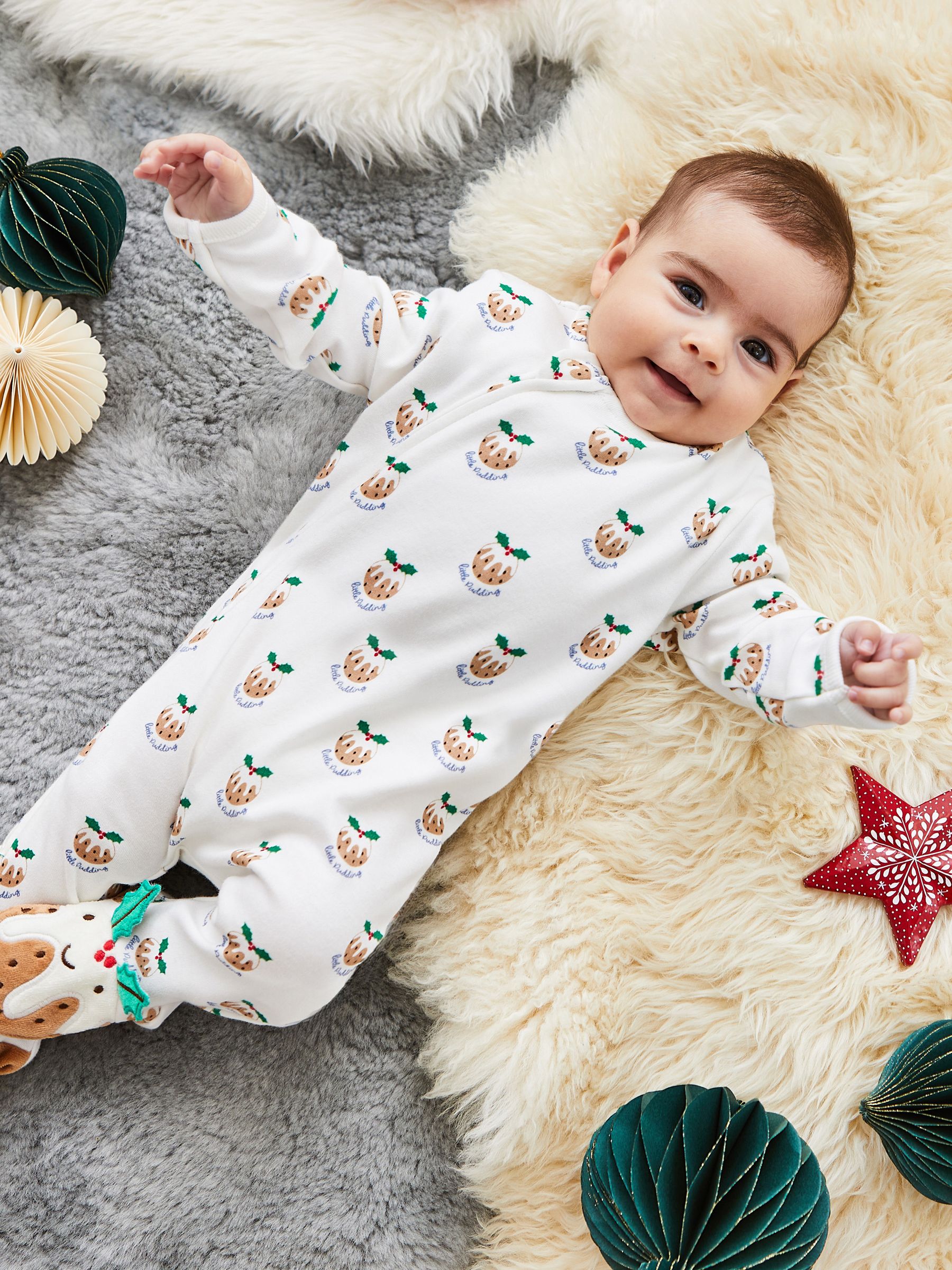 Cream Pudding Print Zip Baby Sleepsuit - Image 1 of 4