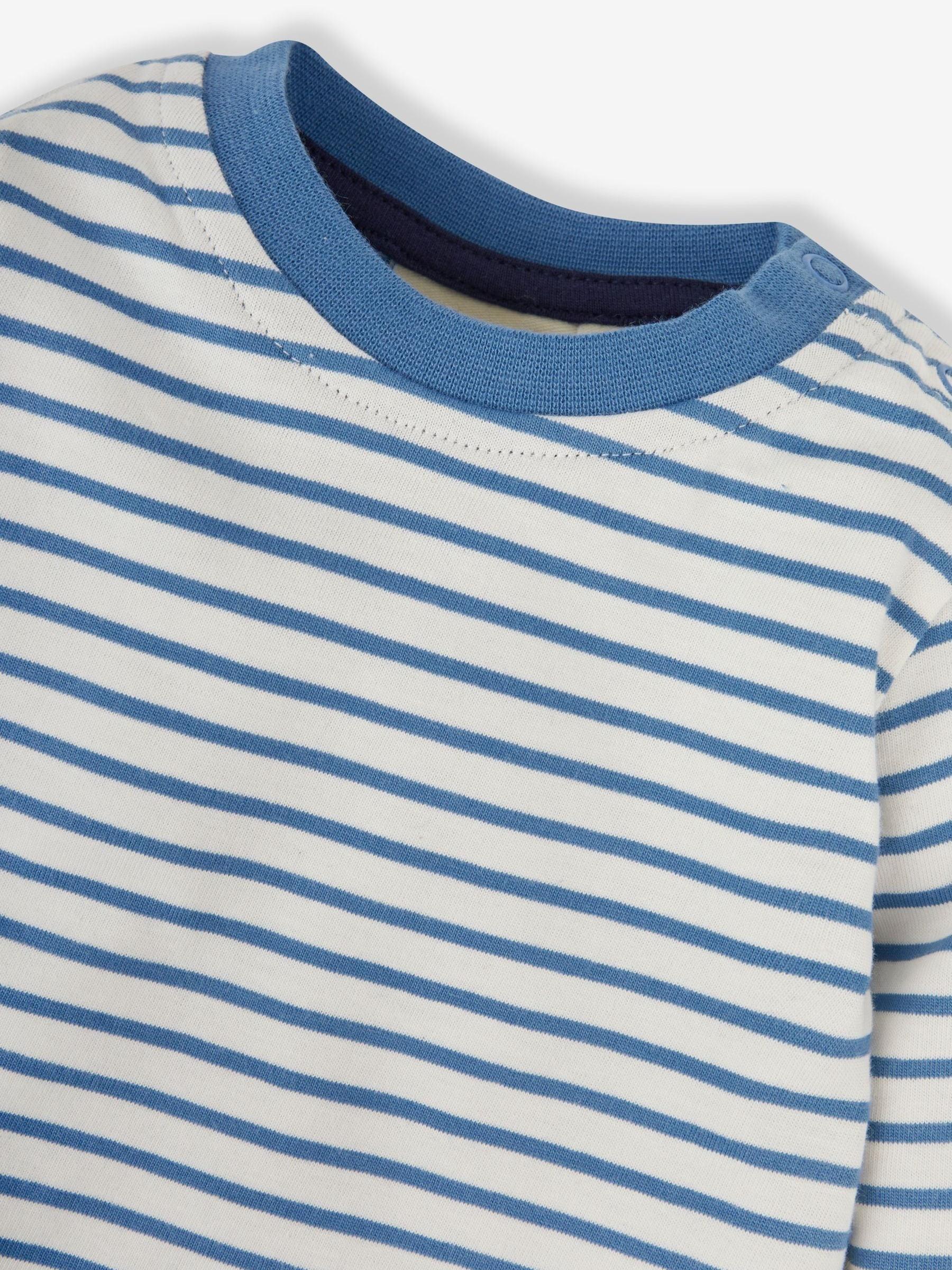 Navy 2-Pack Highland Cow Appliqué & Stripe Baby Tops - Image 4 of 6
