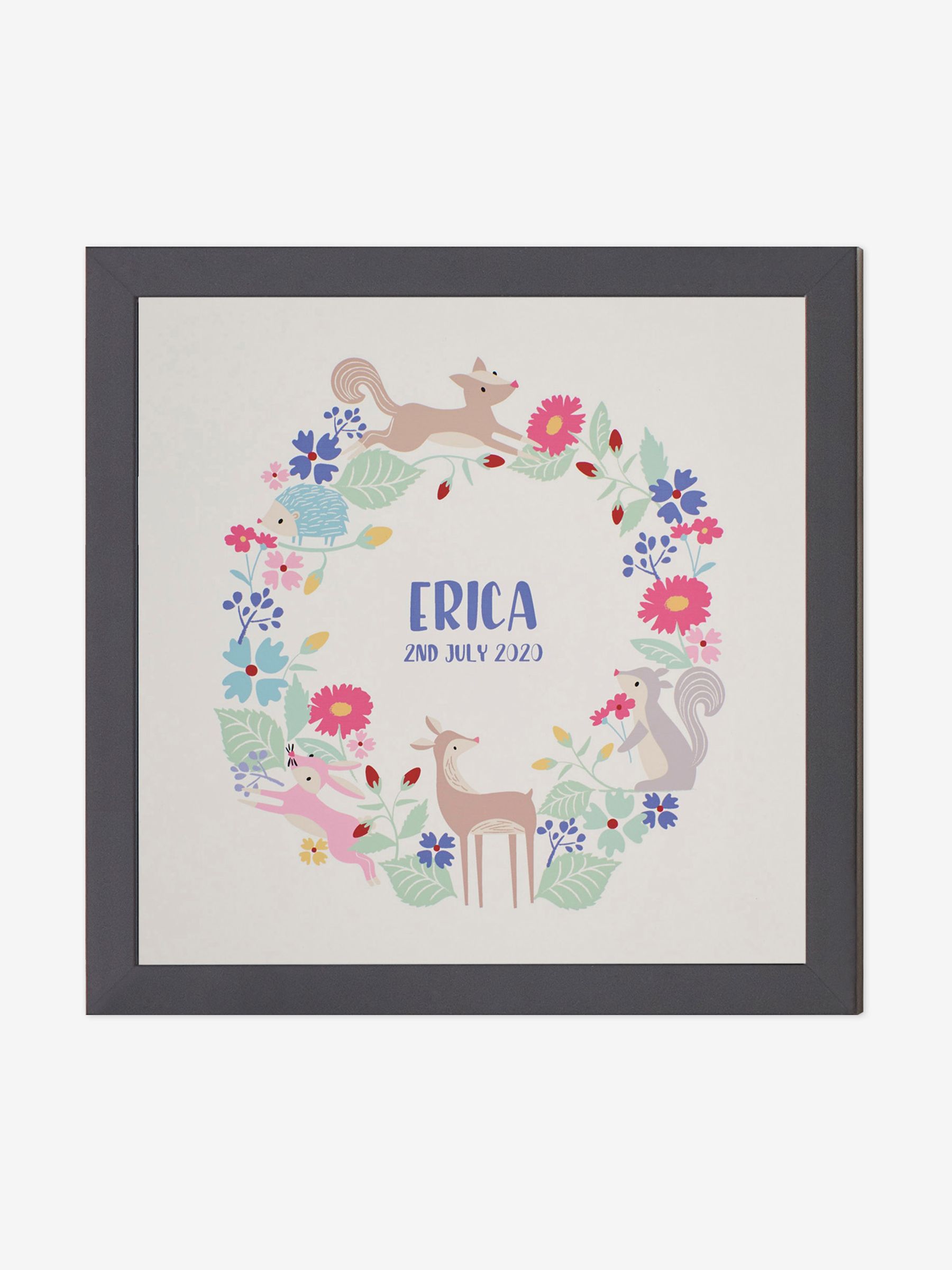 Black Personalised & Framed Pastel Woodland Print - Image 1 of 1