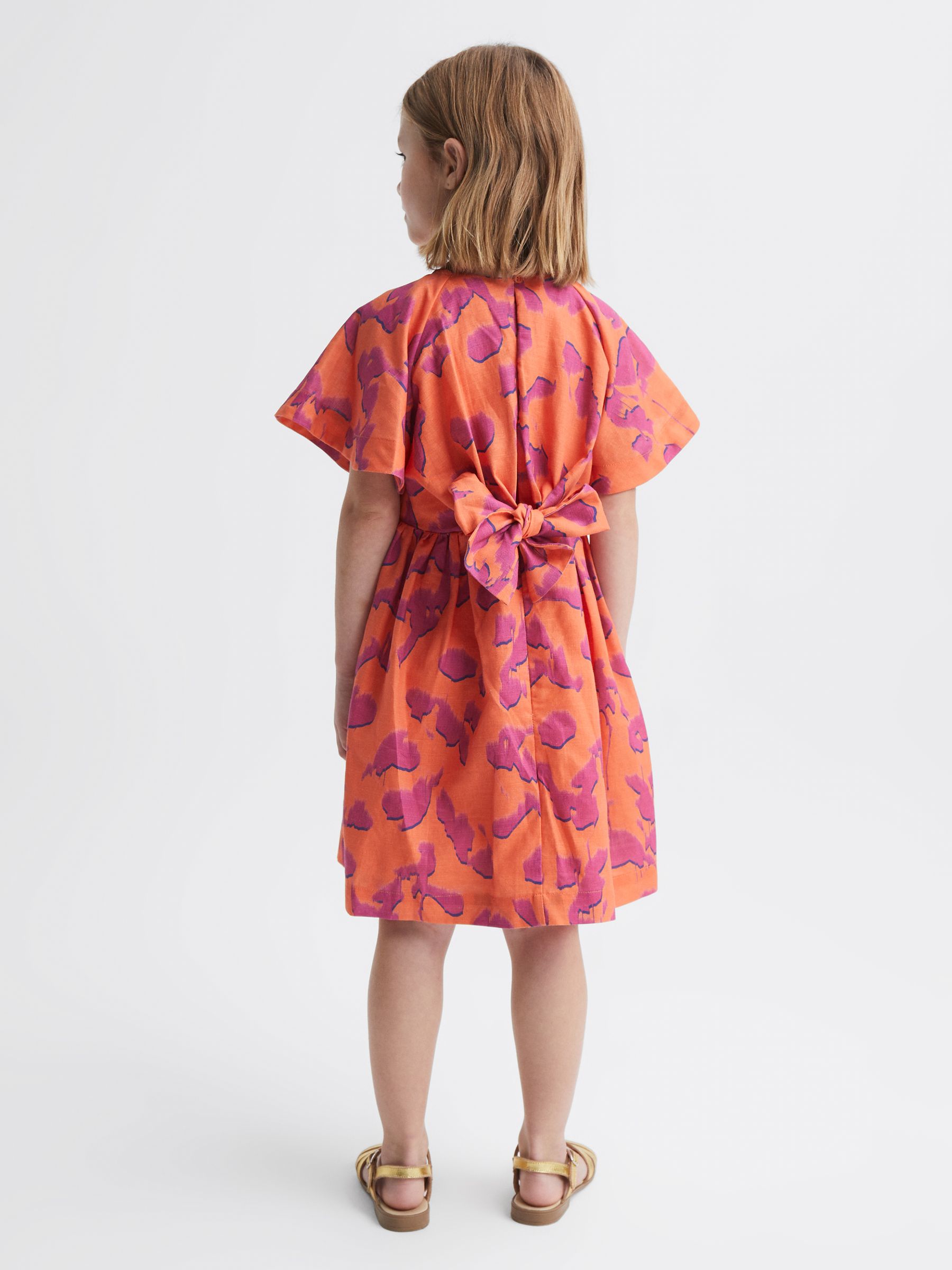 Print Midi Dress in Orange Print - Image 5 of 7