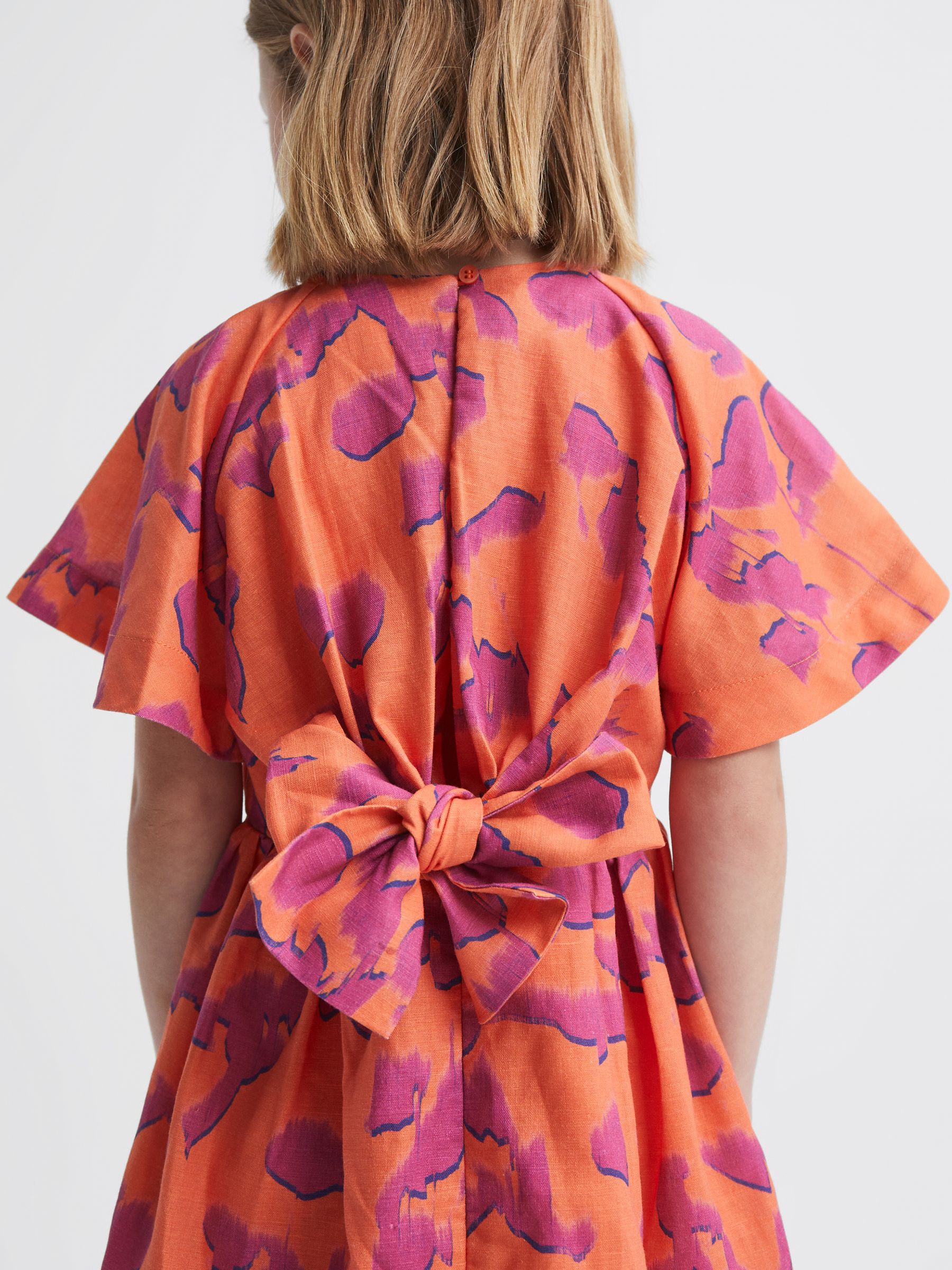 Print Midi Dress in Orange Print - Image 6 of 7