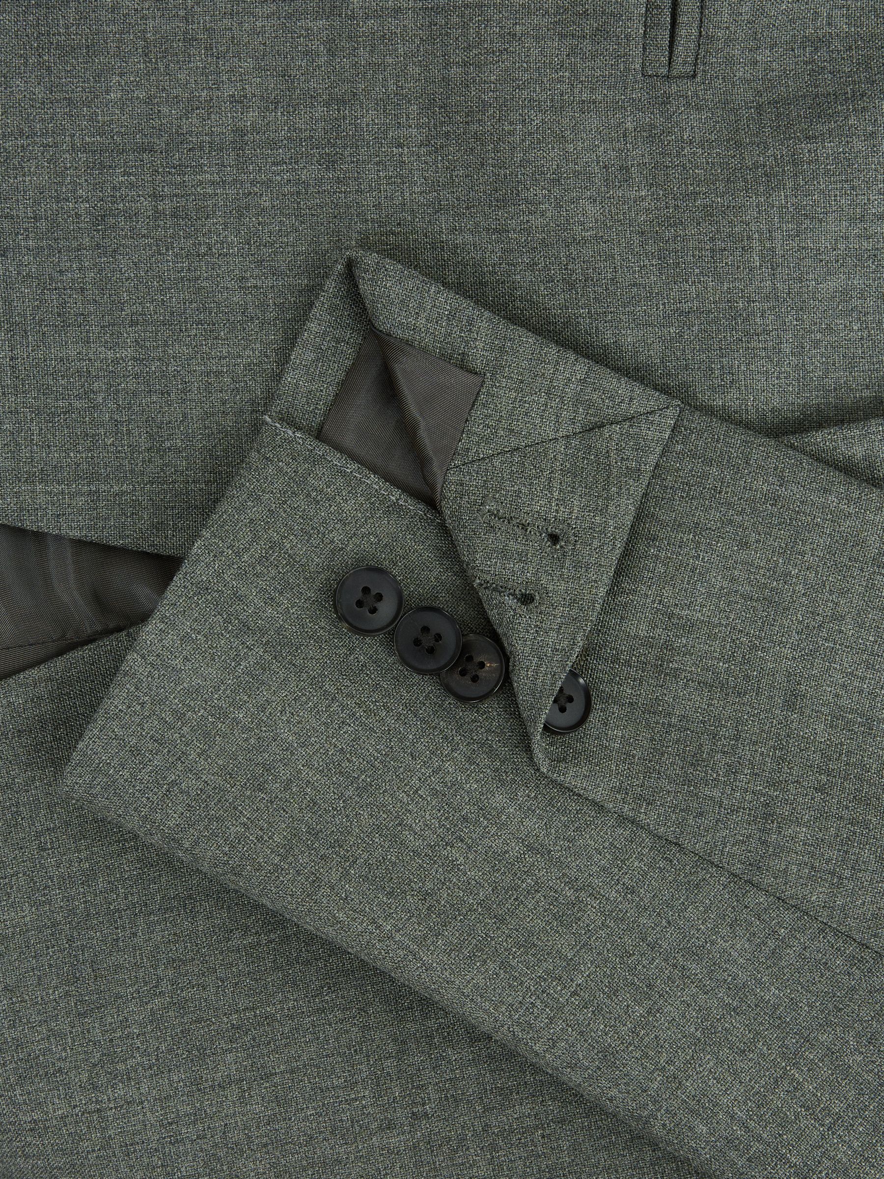 Single Breasted Slim Fit Wool Blazer in Green - Image 7 of 8