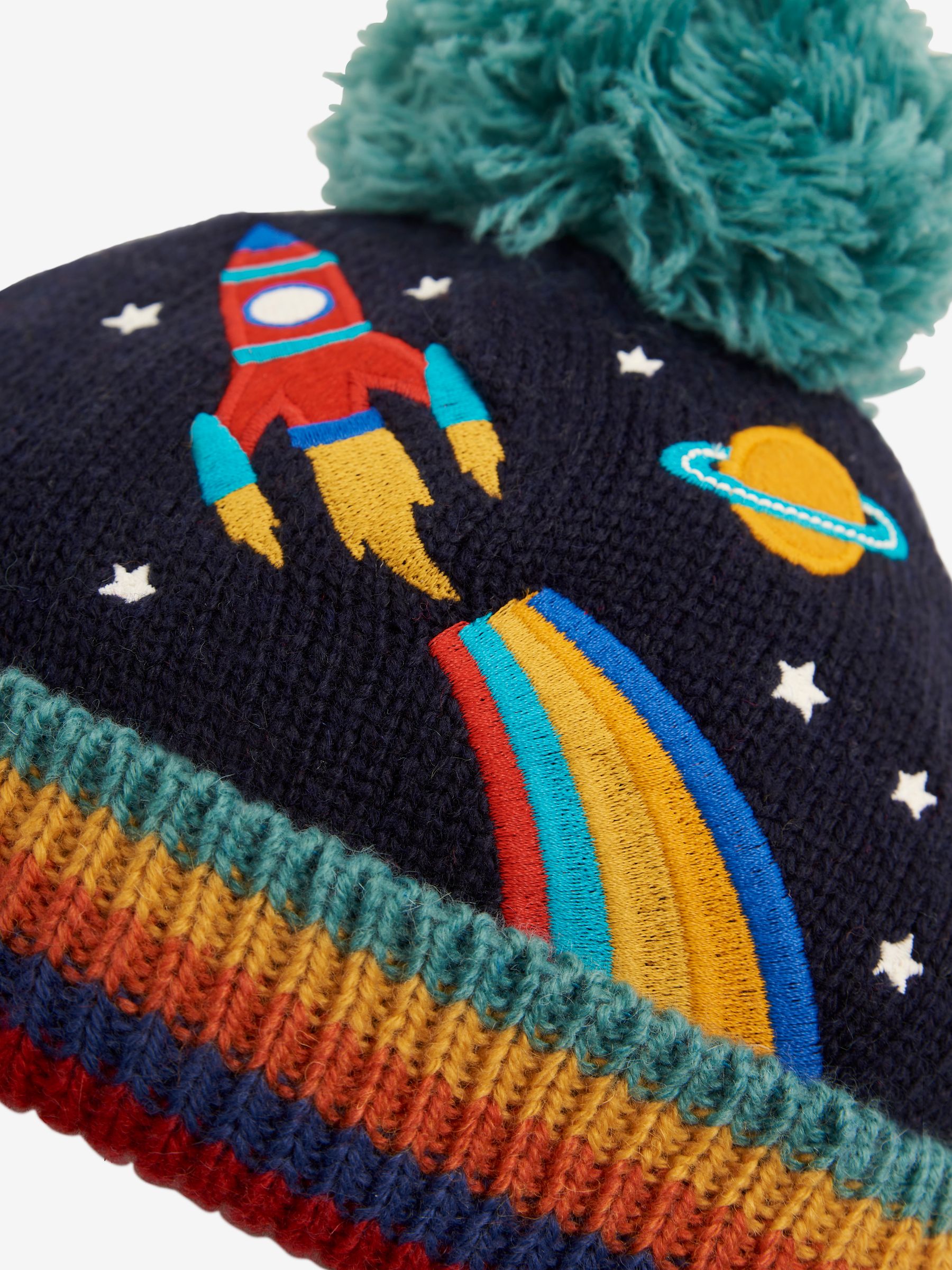 Navy Blue Appliqué Bobble Hat - Image 2 of 4