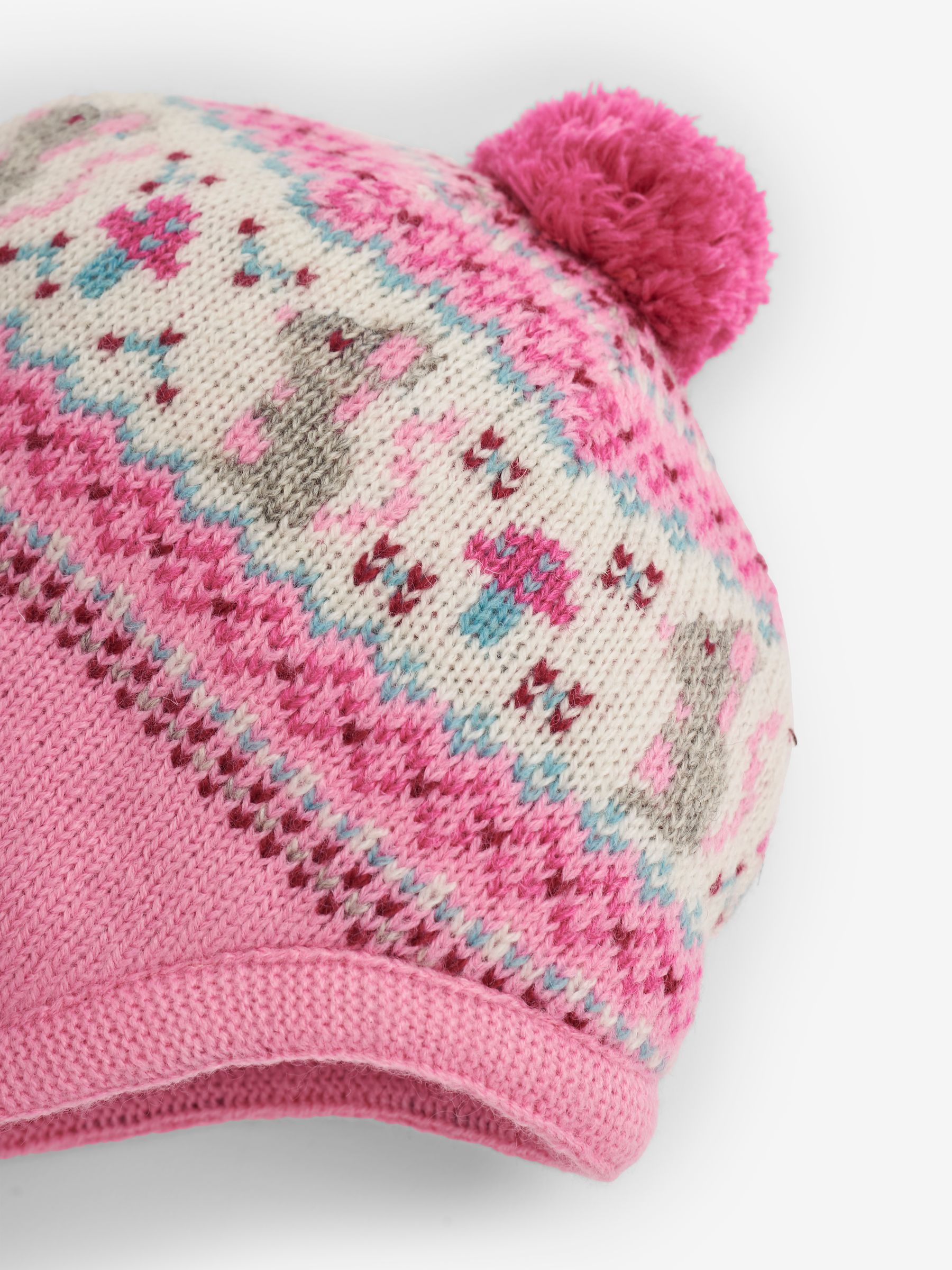 Pink Fairisle Pattern Bobble Hat - Image 2 of 5