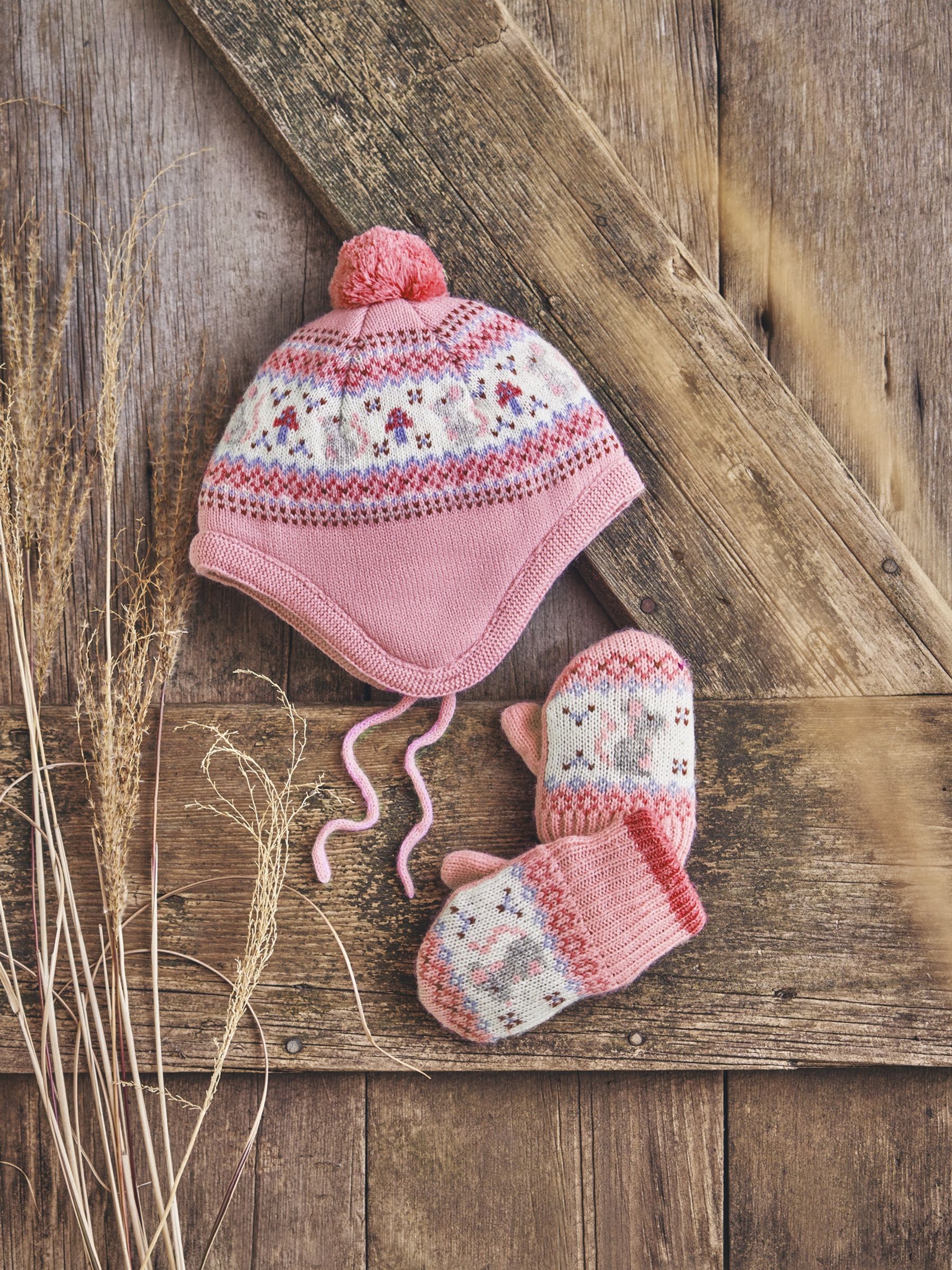 Pink Fairisle Pattern Bobble Hat - Image 4 of 5