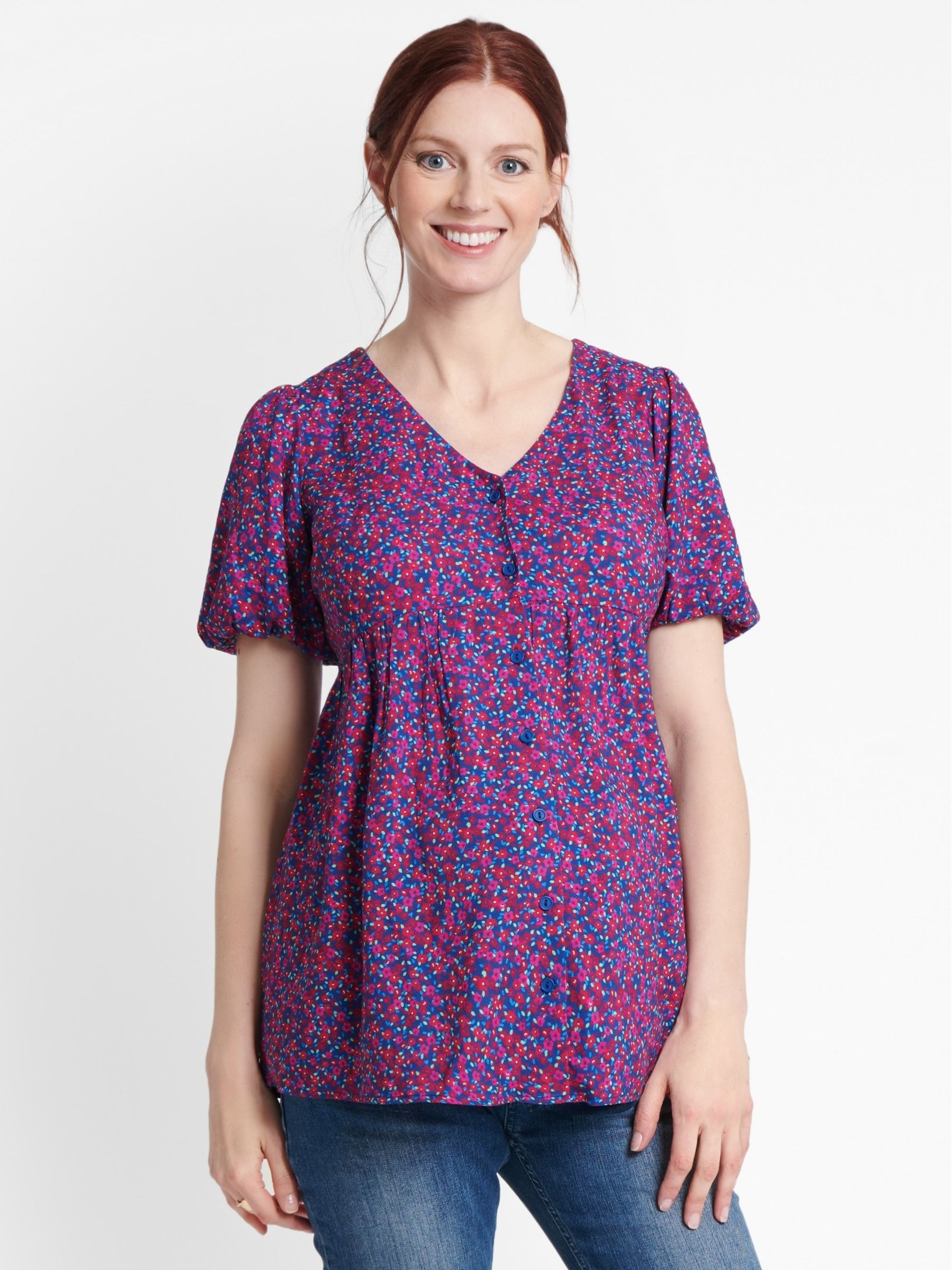 Pink Ditsy Print Maternity Blouse - Image 1 of 2