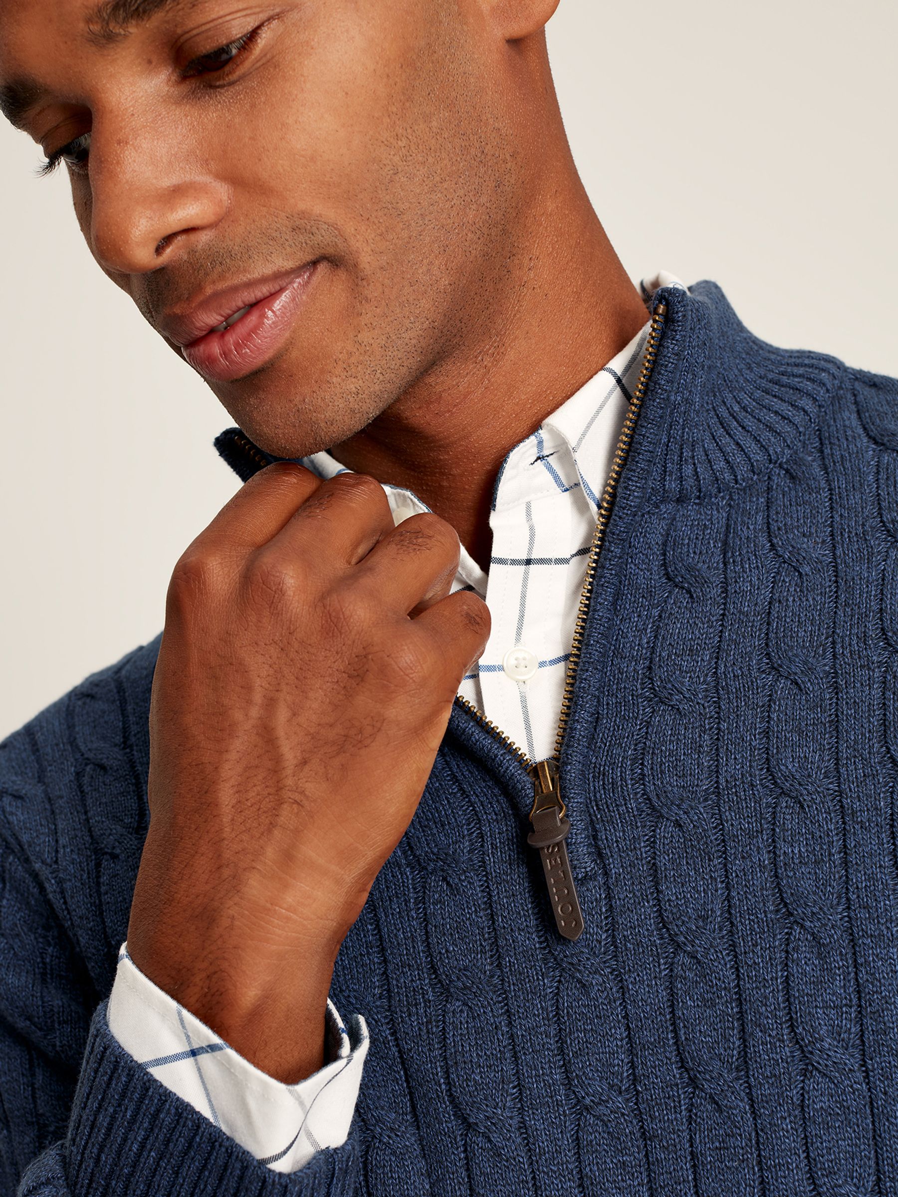 Cable Knit Blue Quarter Zip Jumper - Image 3 of 6