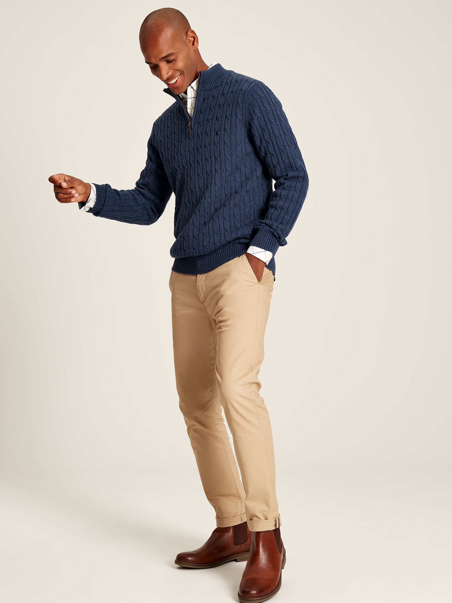 Cable Knit Blue Quarter Zip Jumper - Image 5 of 6