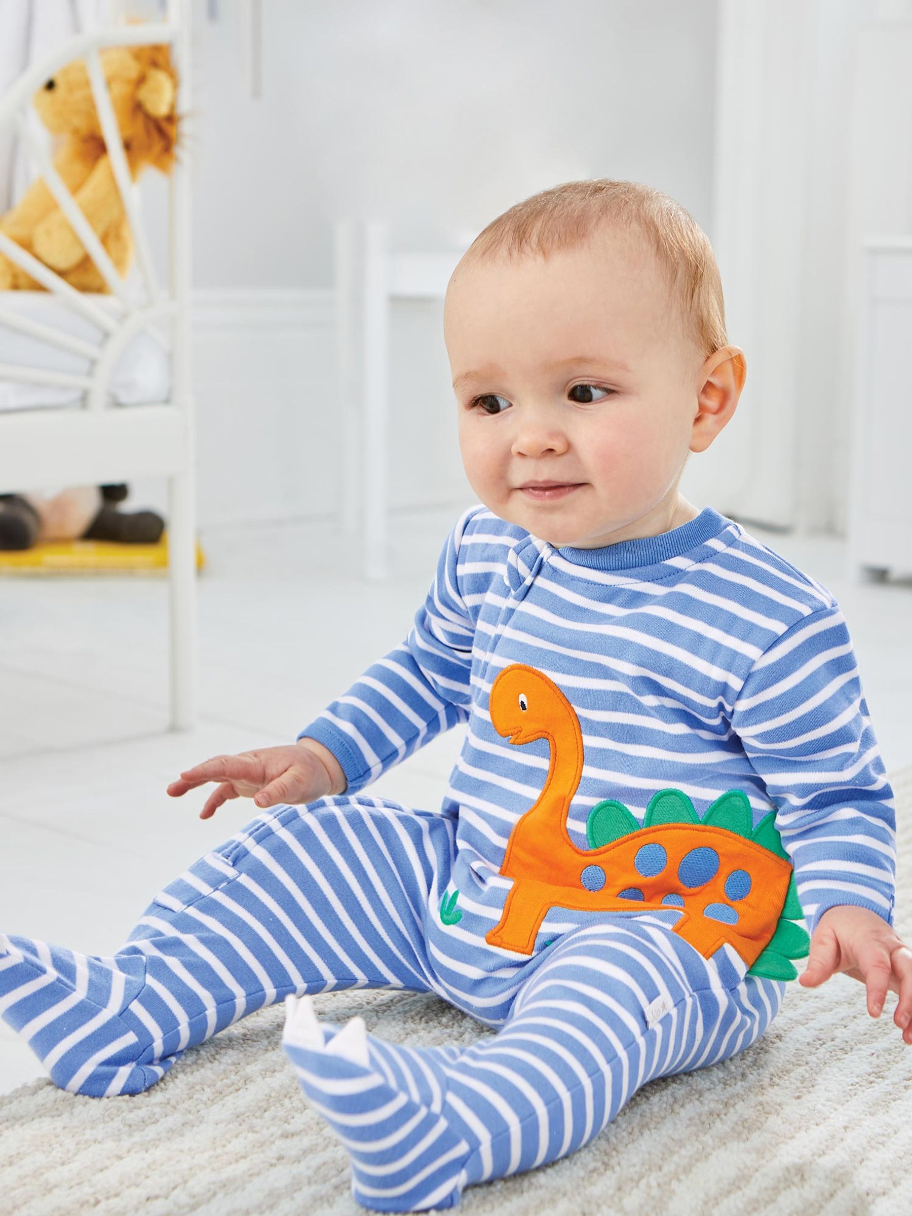 Blue Dinosaur Zip Baby Sleepsuit - Image 2 of 2